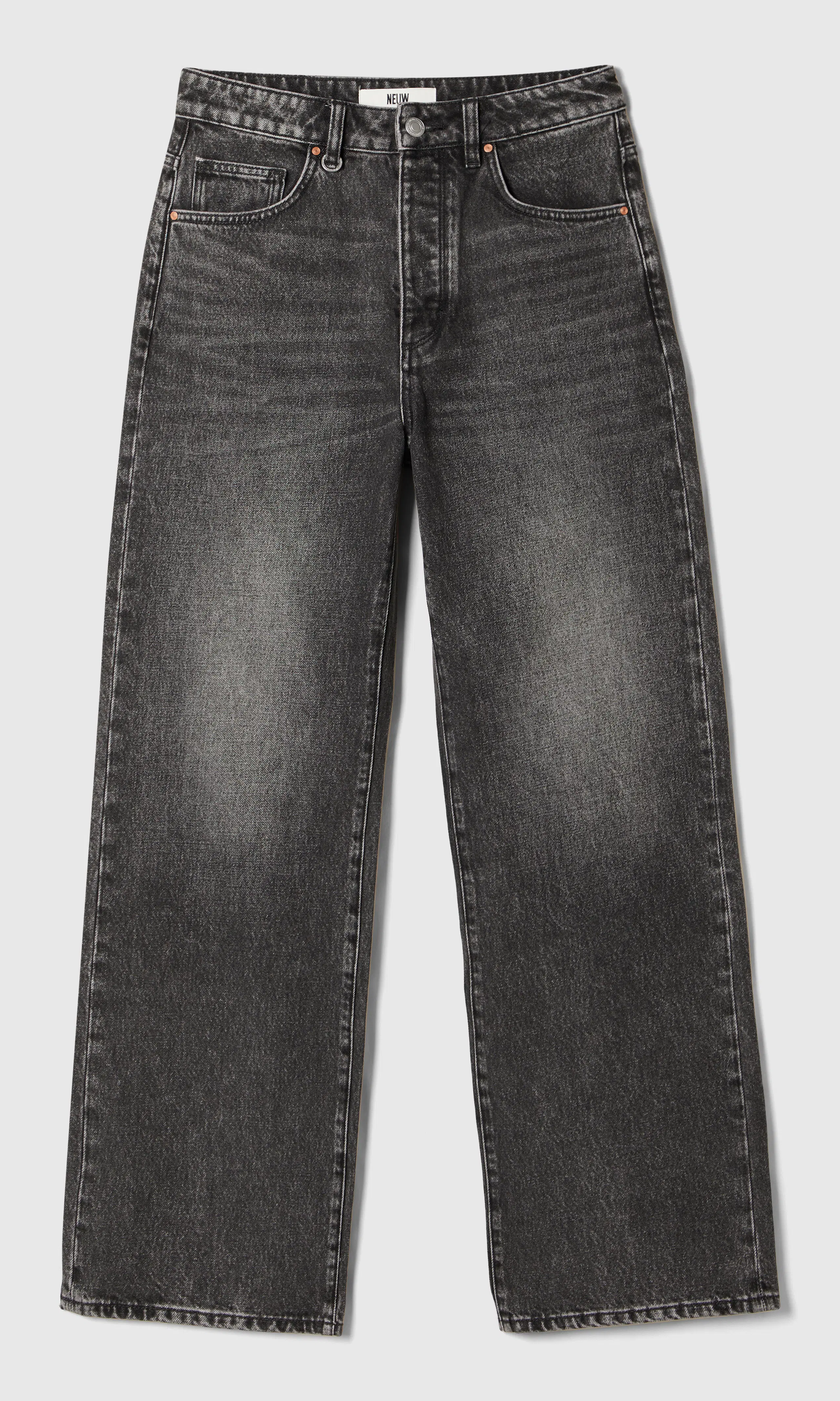 Coco Relaxed Mørk Grå Jeans. Front. Flat.