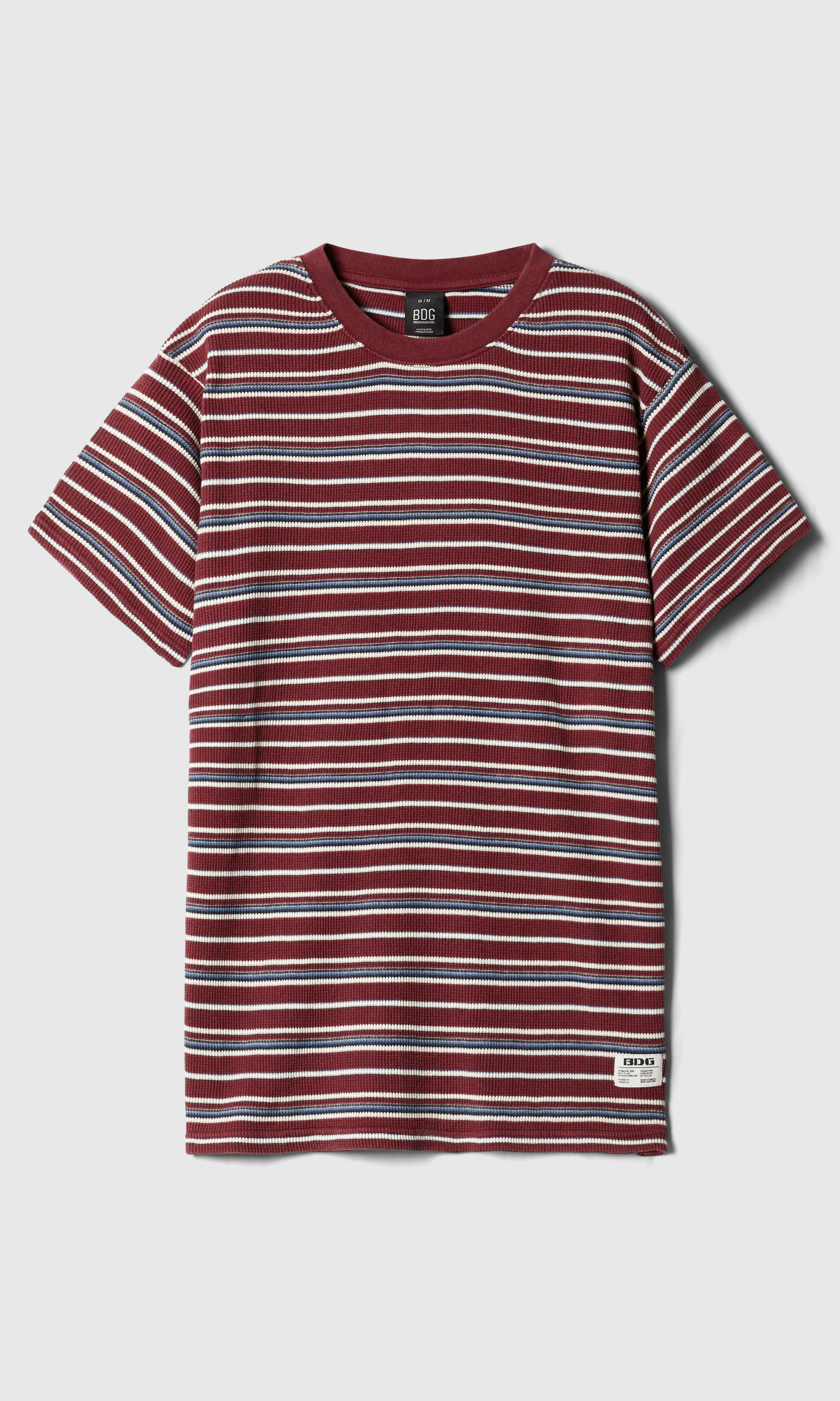 Waffle Stripete T-skjorte. Front. Flat.