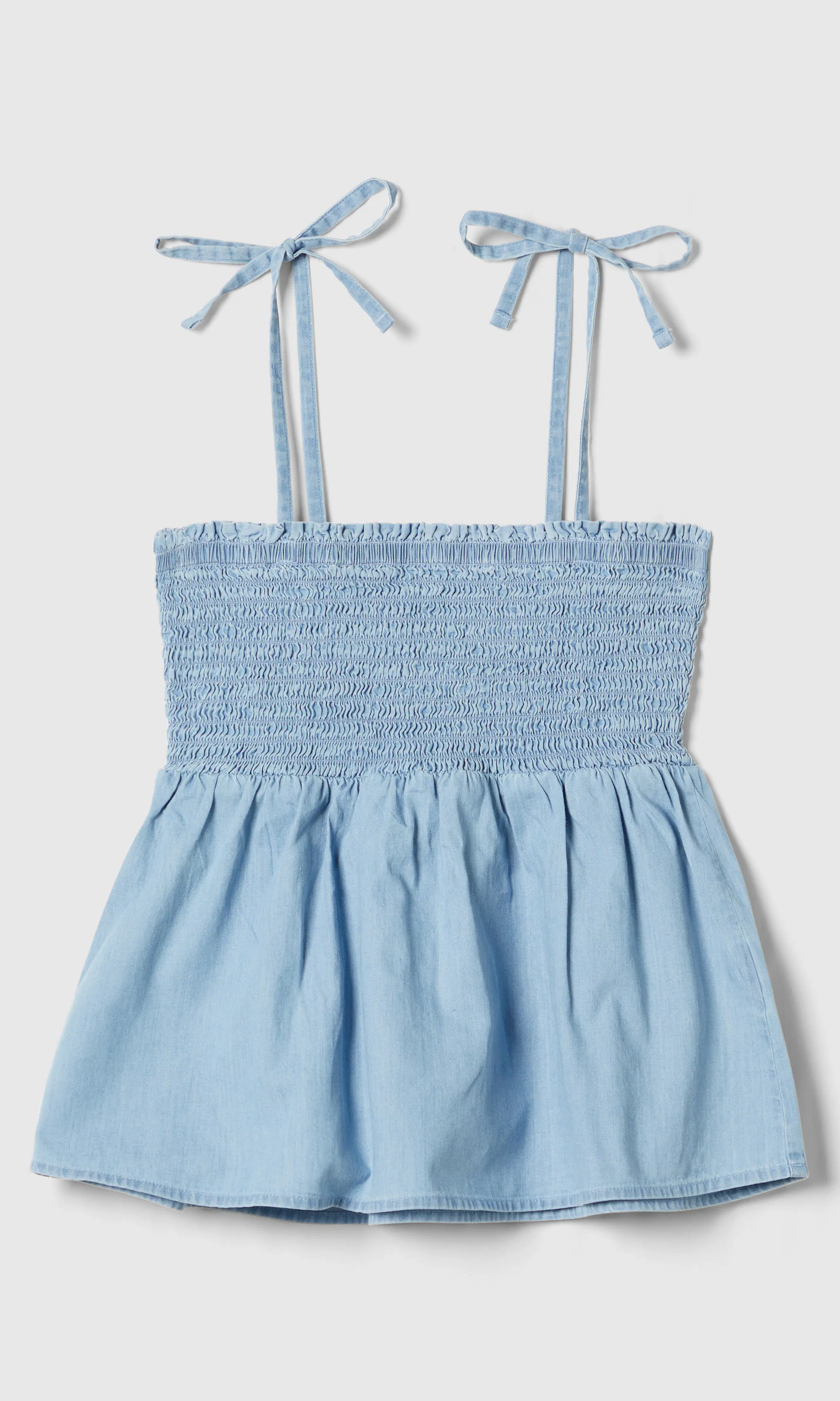 Smock Denim Topp. Front. Flat.