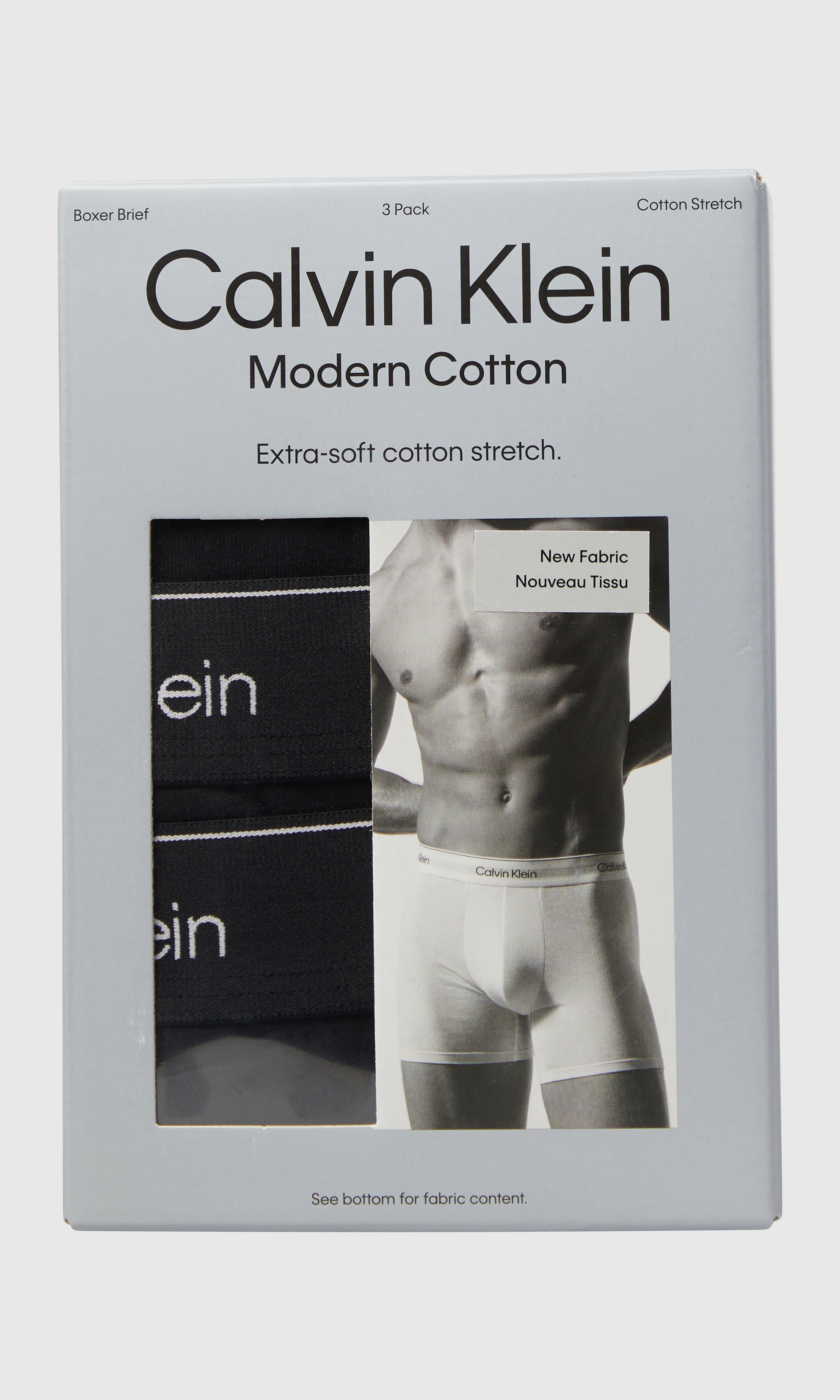 3-Pack Modern Cotton Stretch Bokserit. Detail 1. Flat.