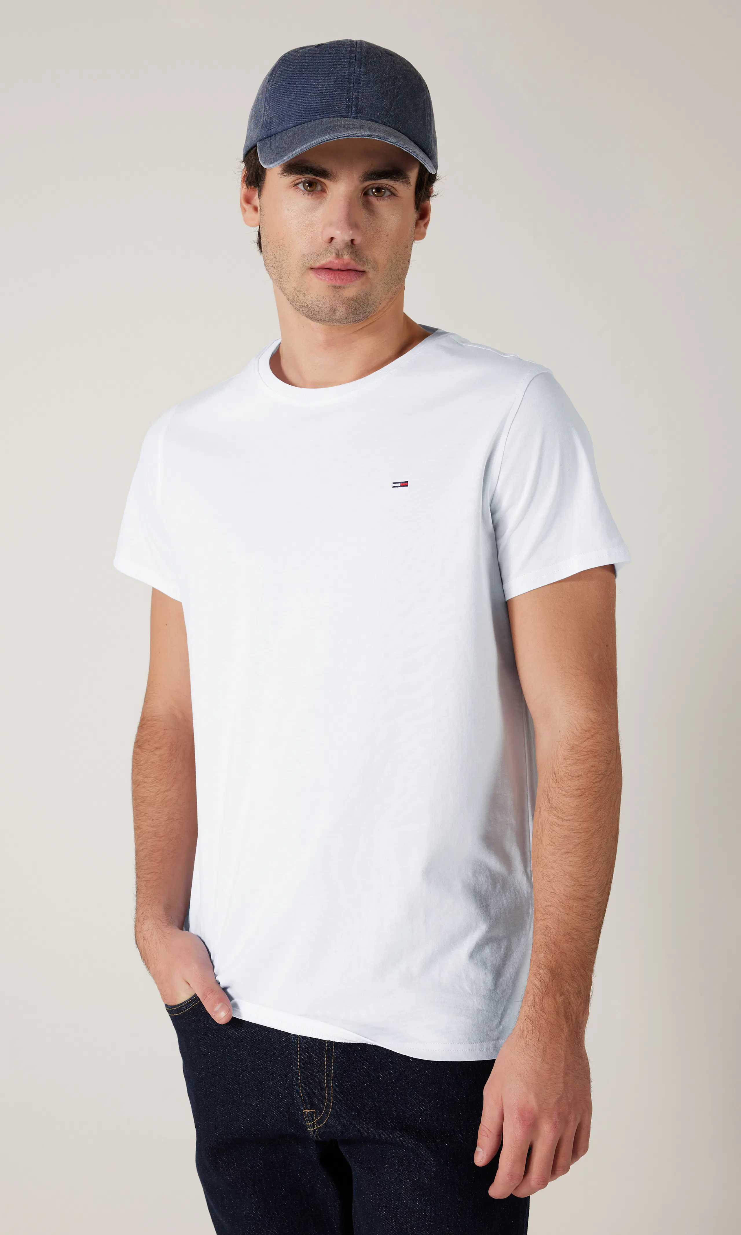 Extra Slim Jersey T-Shirt. Front. Model.