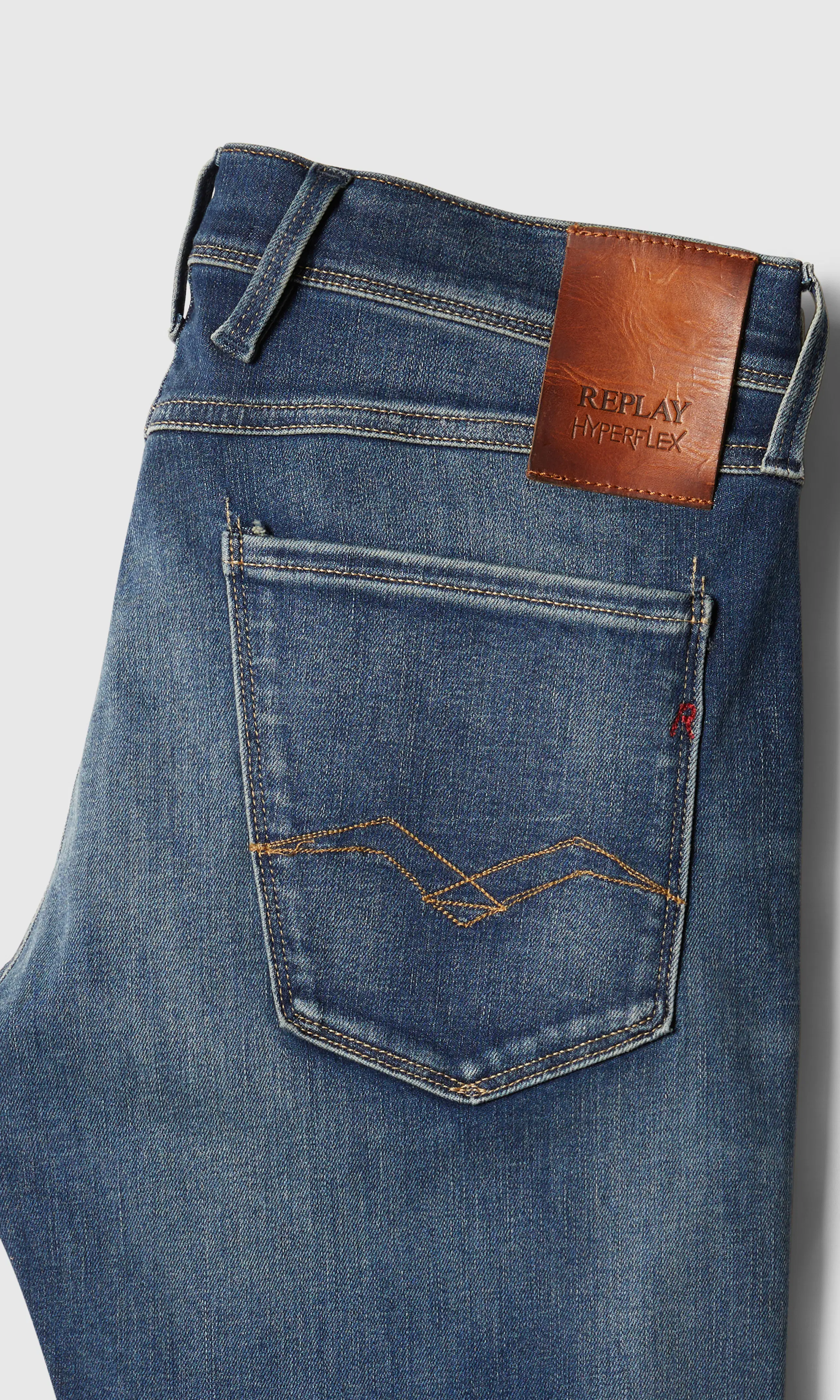 Anbass Hyperflex Medium Blå Jeans. Detail 1. Flat.