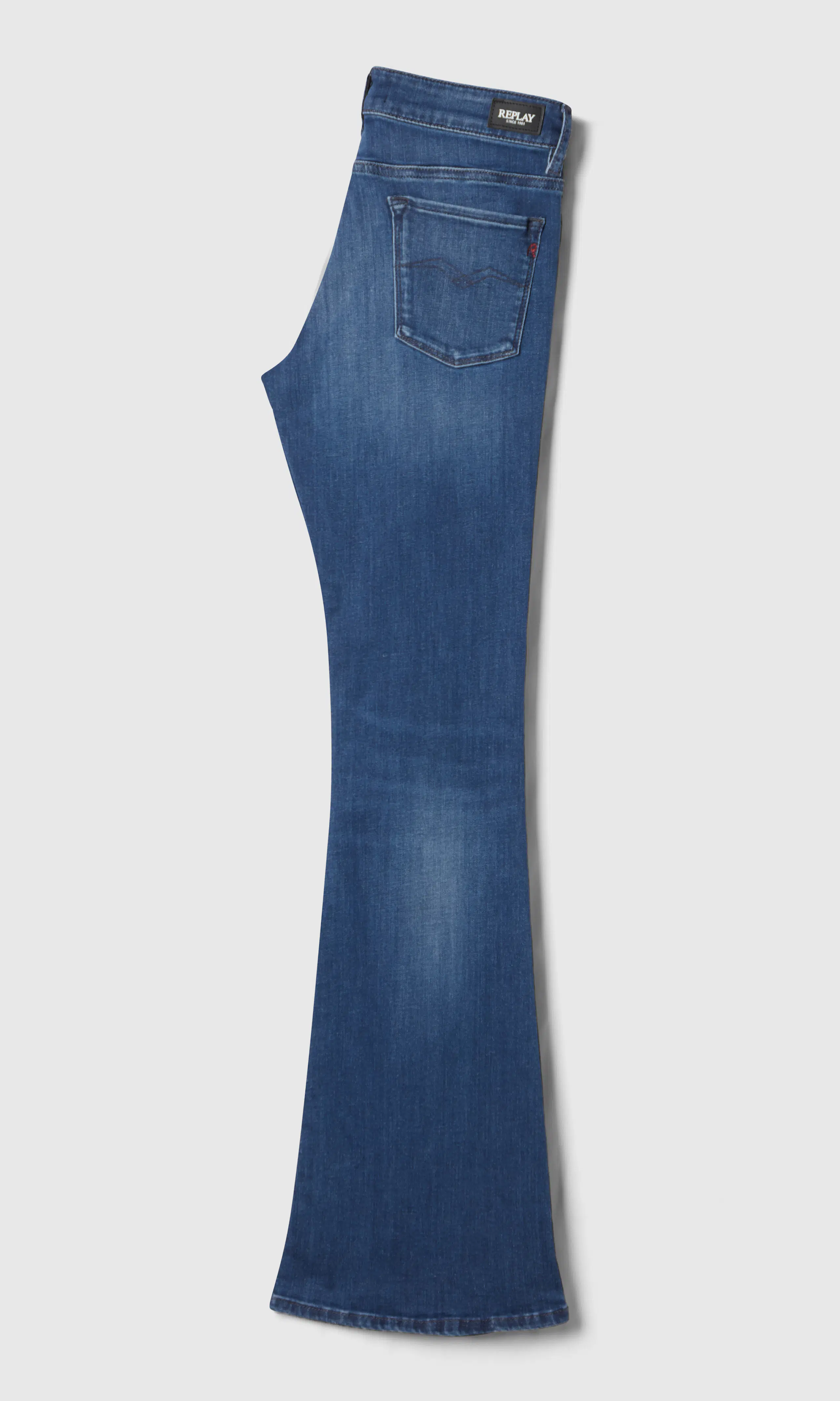 Joella Flare Mørk Blå Jeans. Back. Flat.