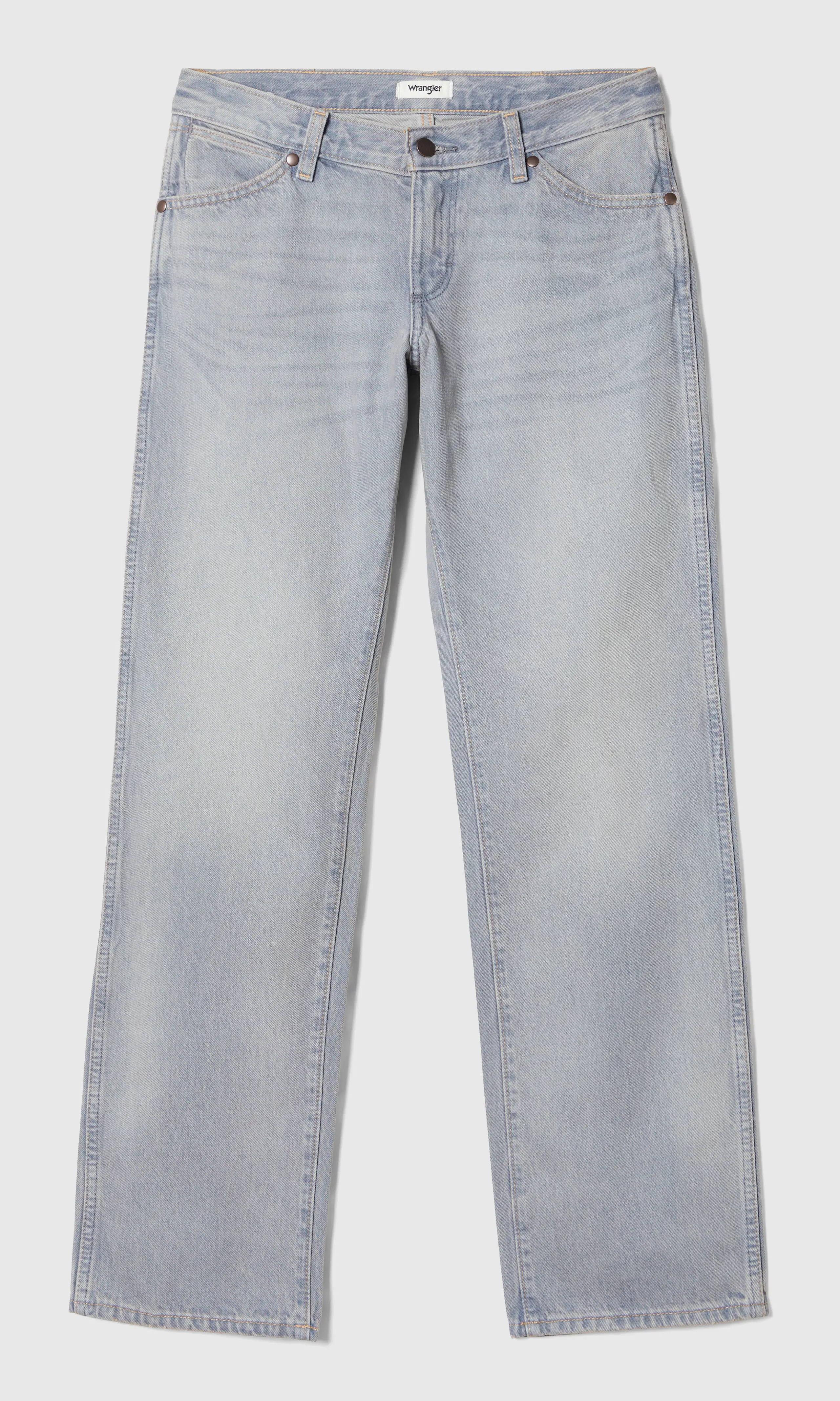 Low Rise Cowboy Jean Grå Jeans. Front. Flat.
