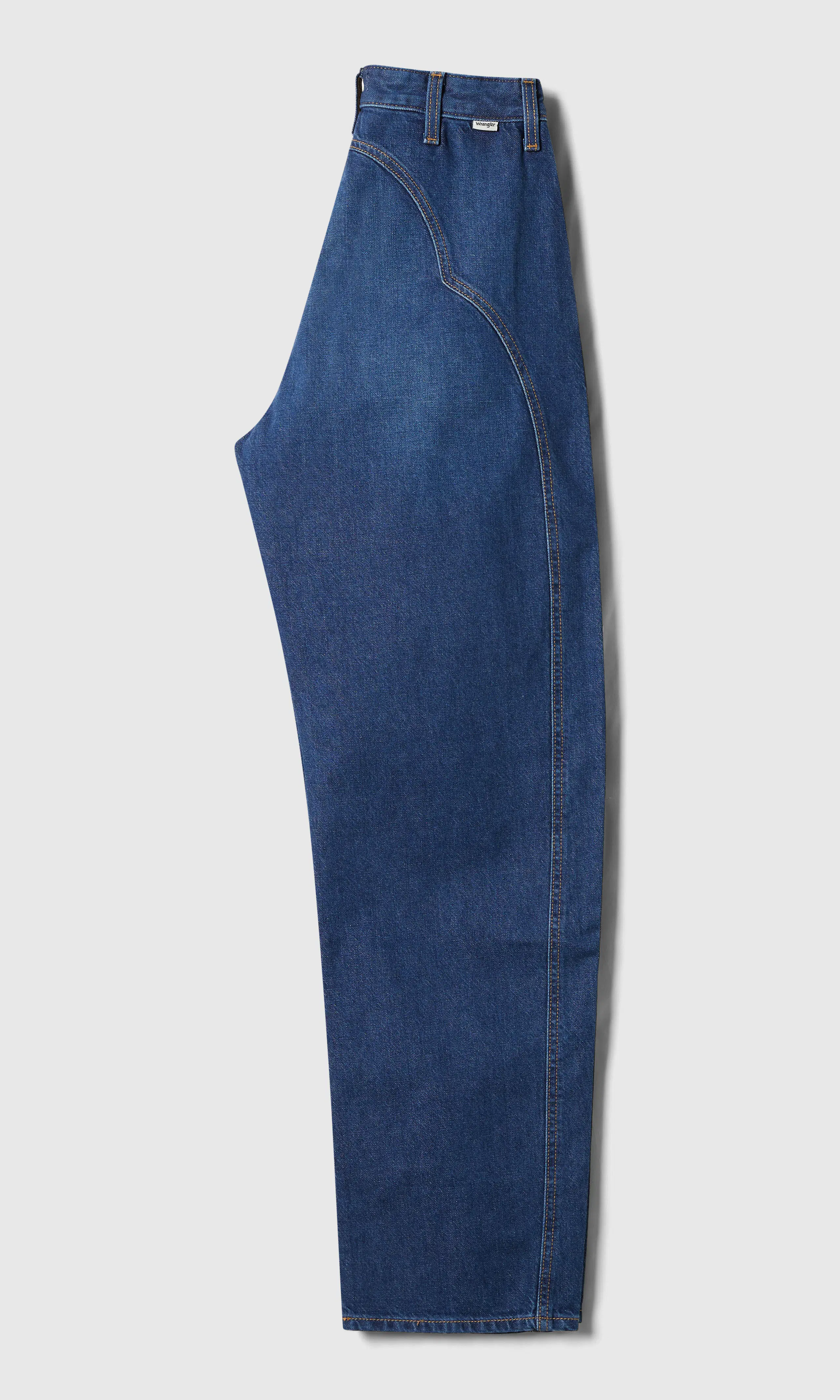 Sleek Barrel Medium Blå Jeans. Back. Flat.