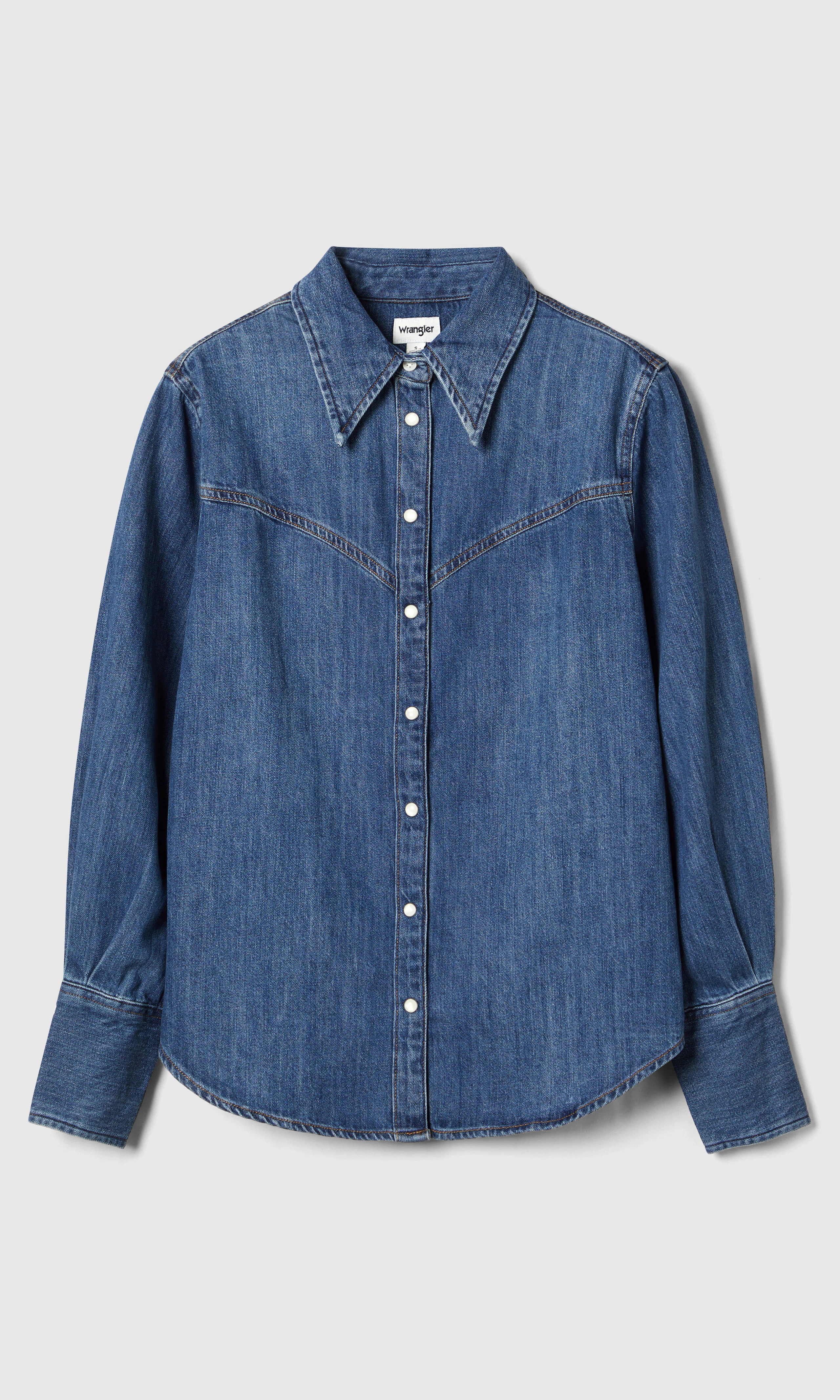 Yoke Mørk Blå Denim Skjorte. Front. Flat.