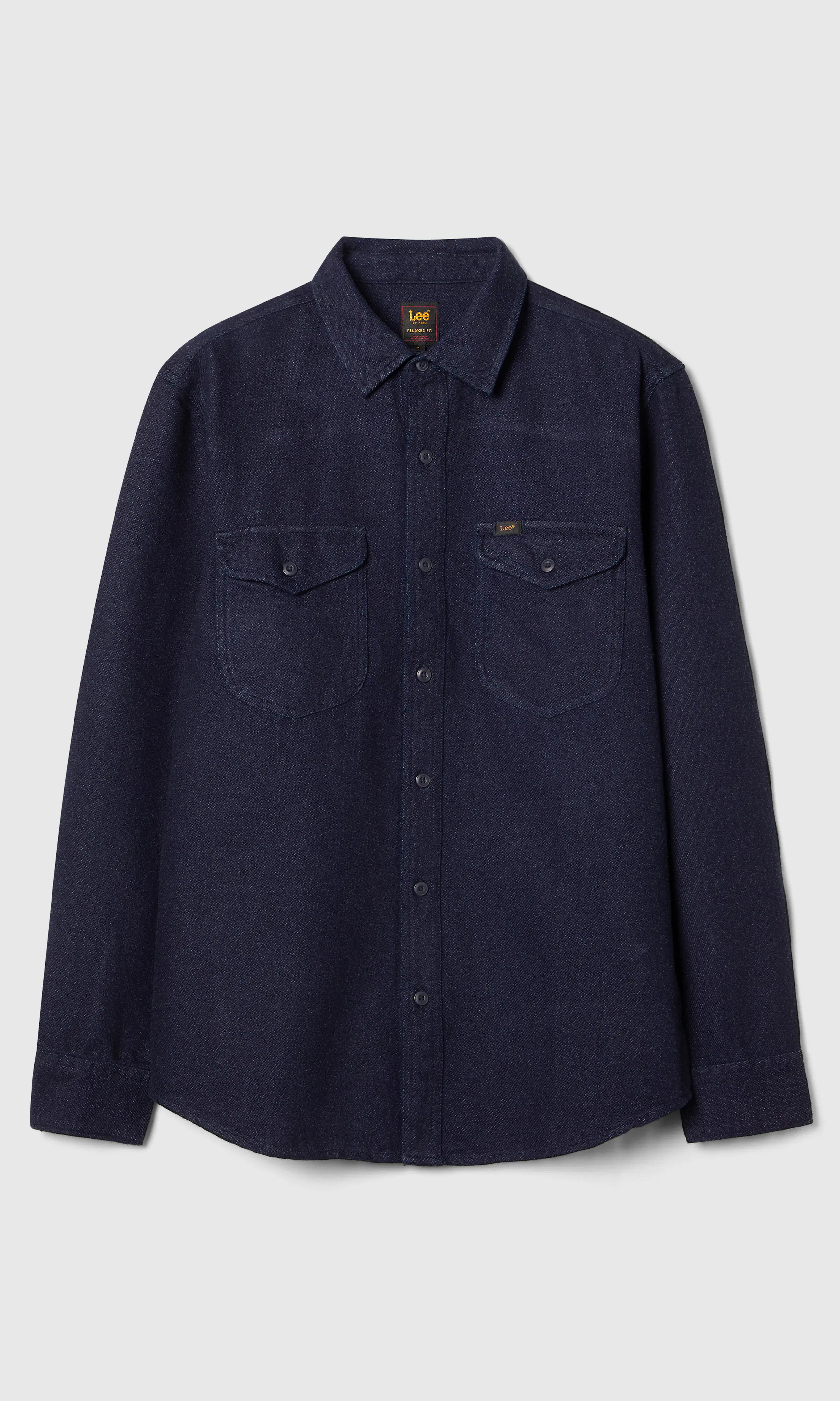 Workwear Blå Skjorte. Front. Flat.