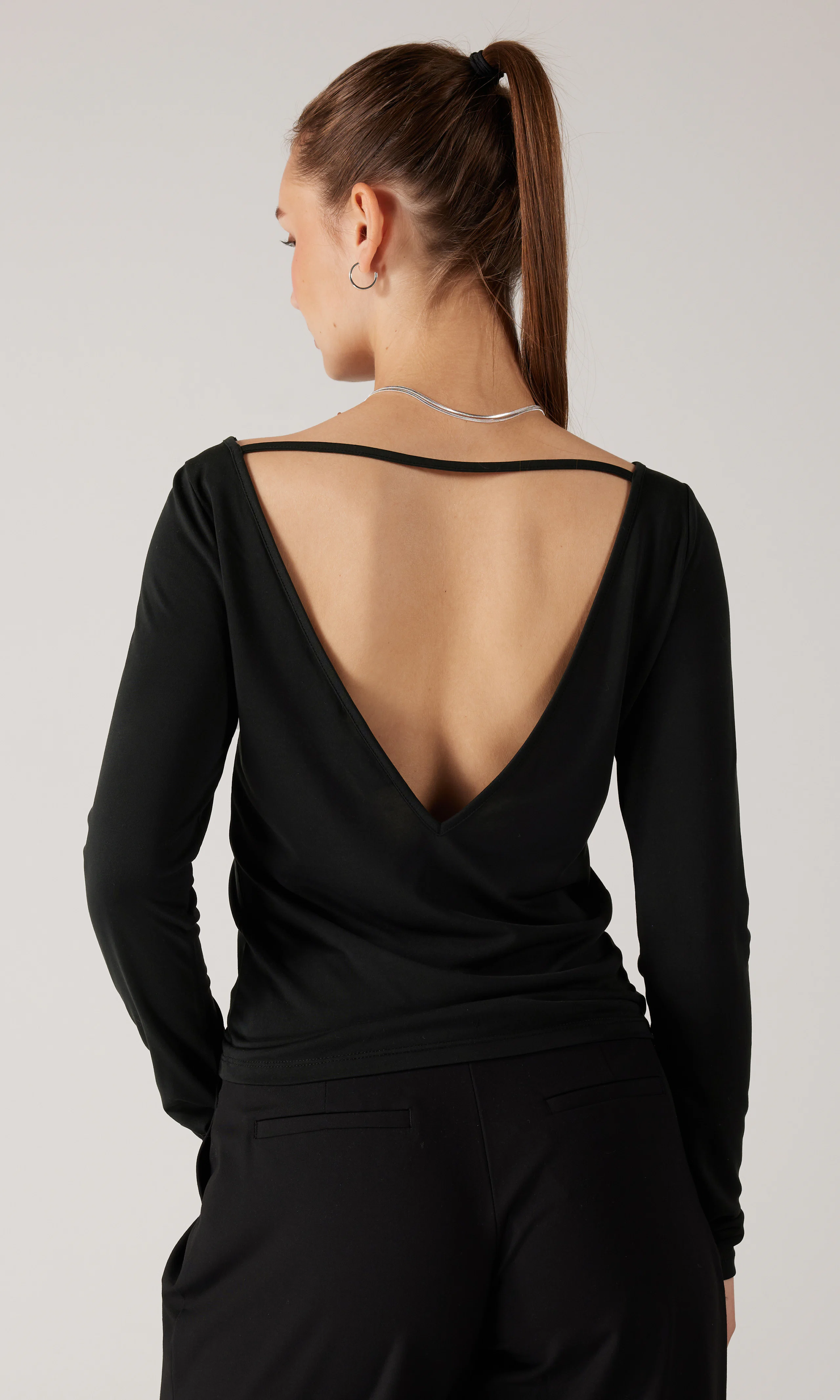 Back Long Sleeve. Back. Model.