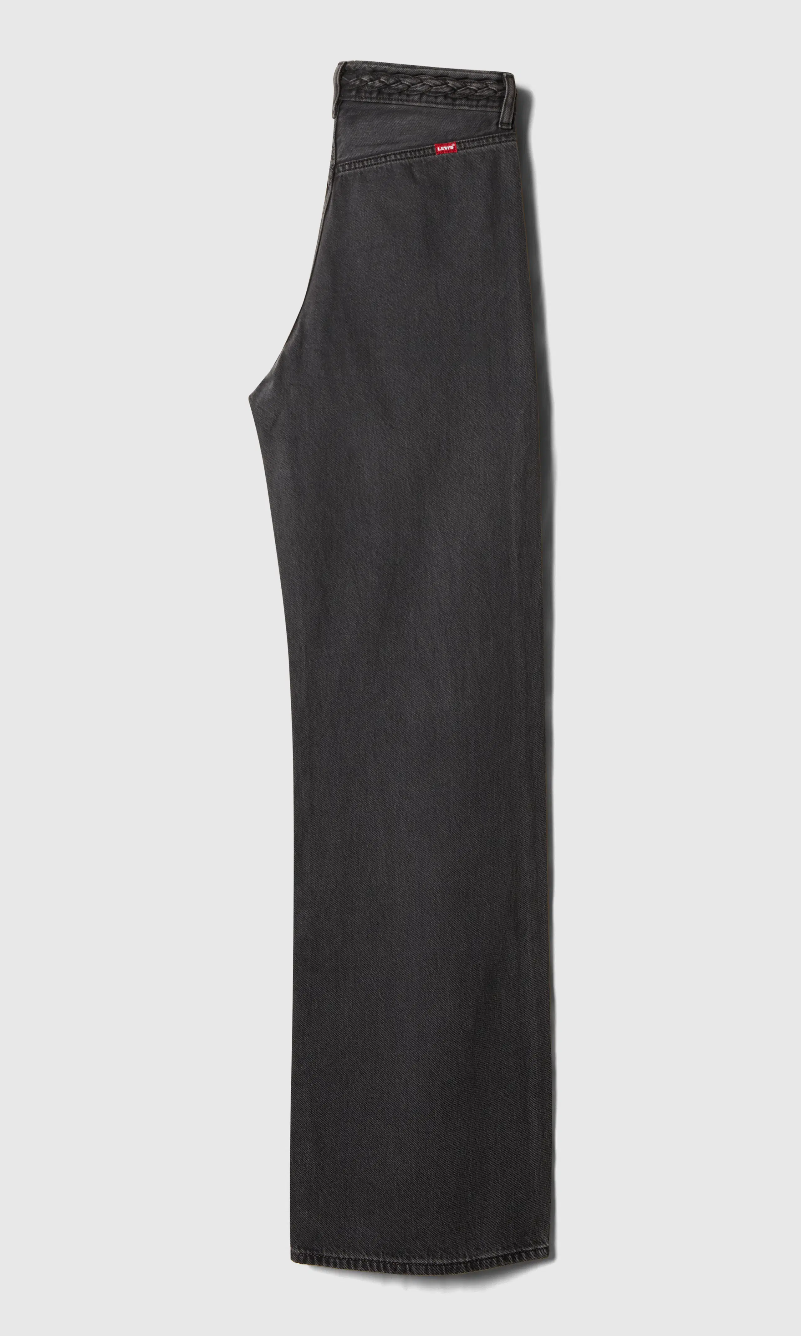 Ribcage Wide Leg Braided Svarta Jeans. Back. Flat.