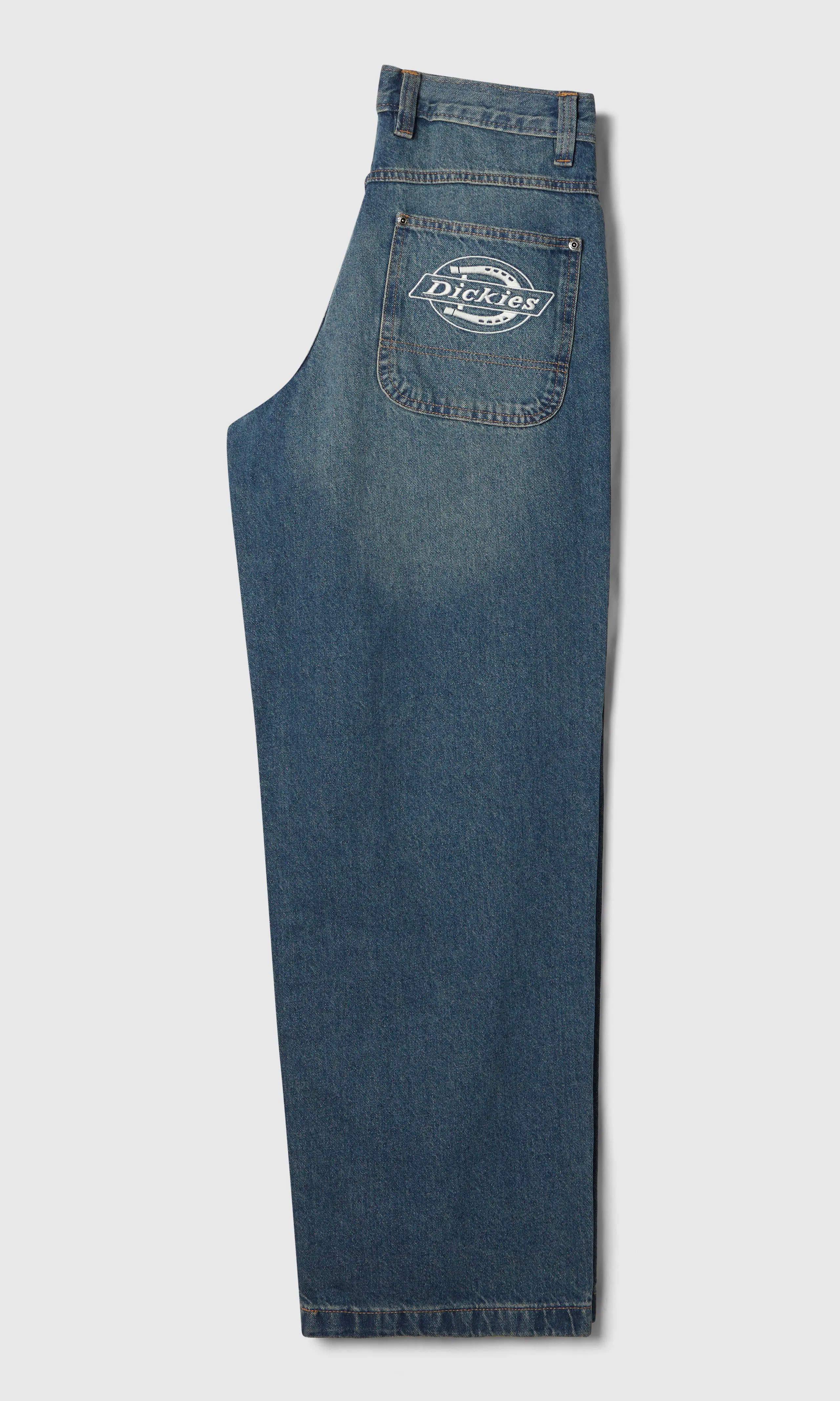 Hilham Denim Medium Blå Jeans. Back. Flat.