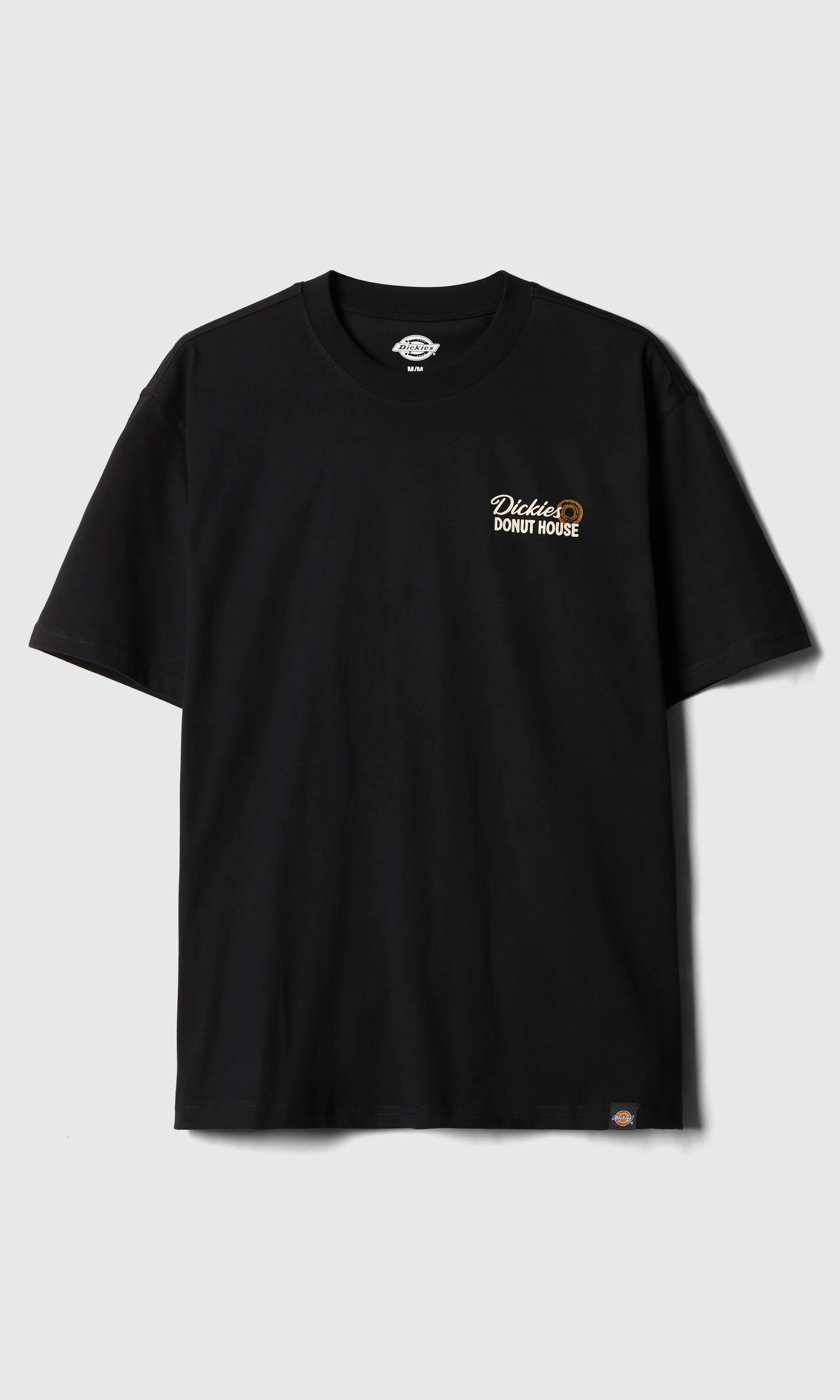 Donut House Musta T-Paita. Front. Flat.