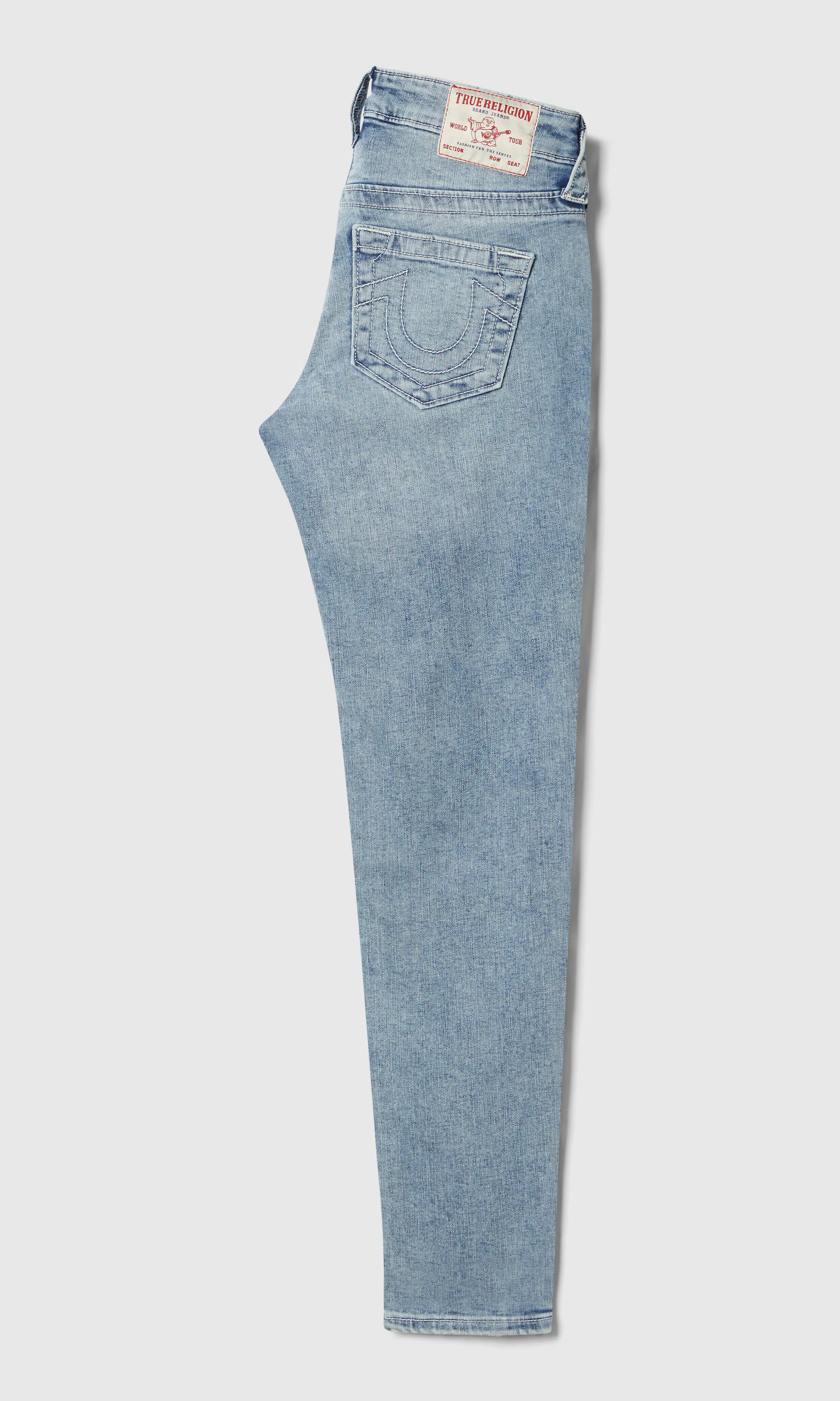 Jennie Mid Rise Curvy Skinny Ljusblå Jeans. Back. Flat.