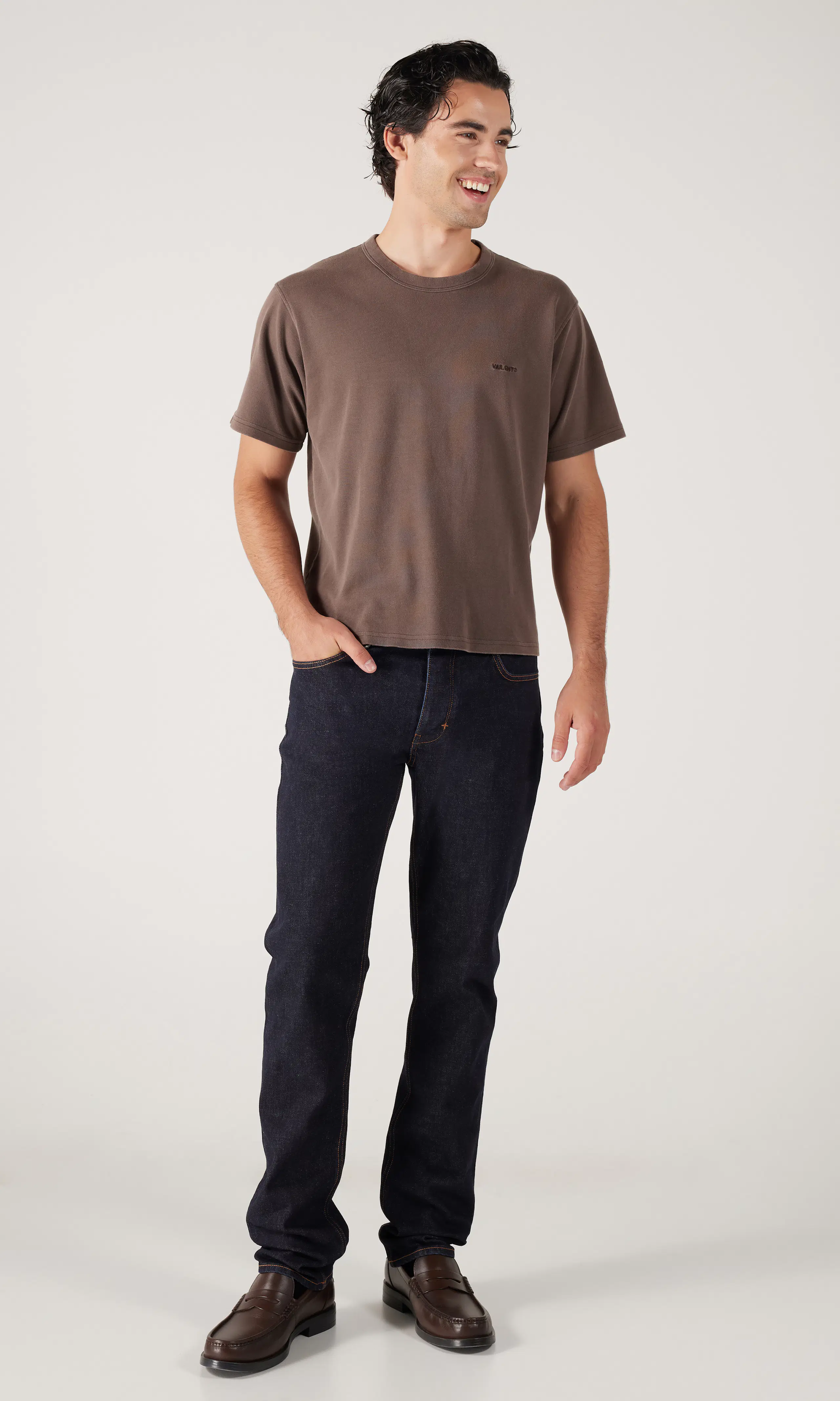 Lou Straight Jeans. Front 1. Model.