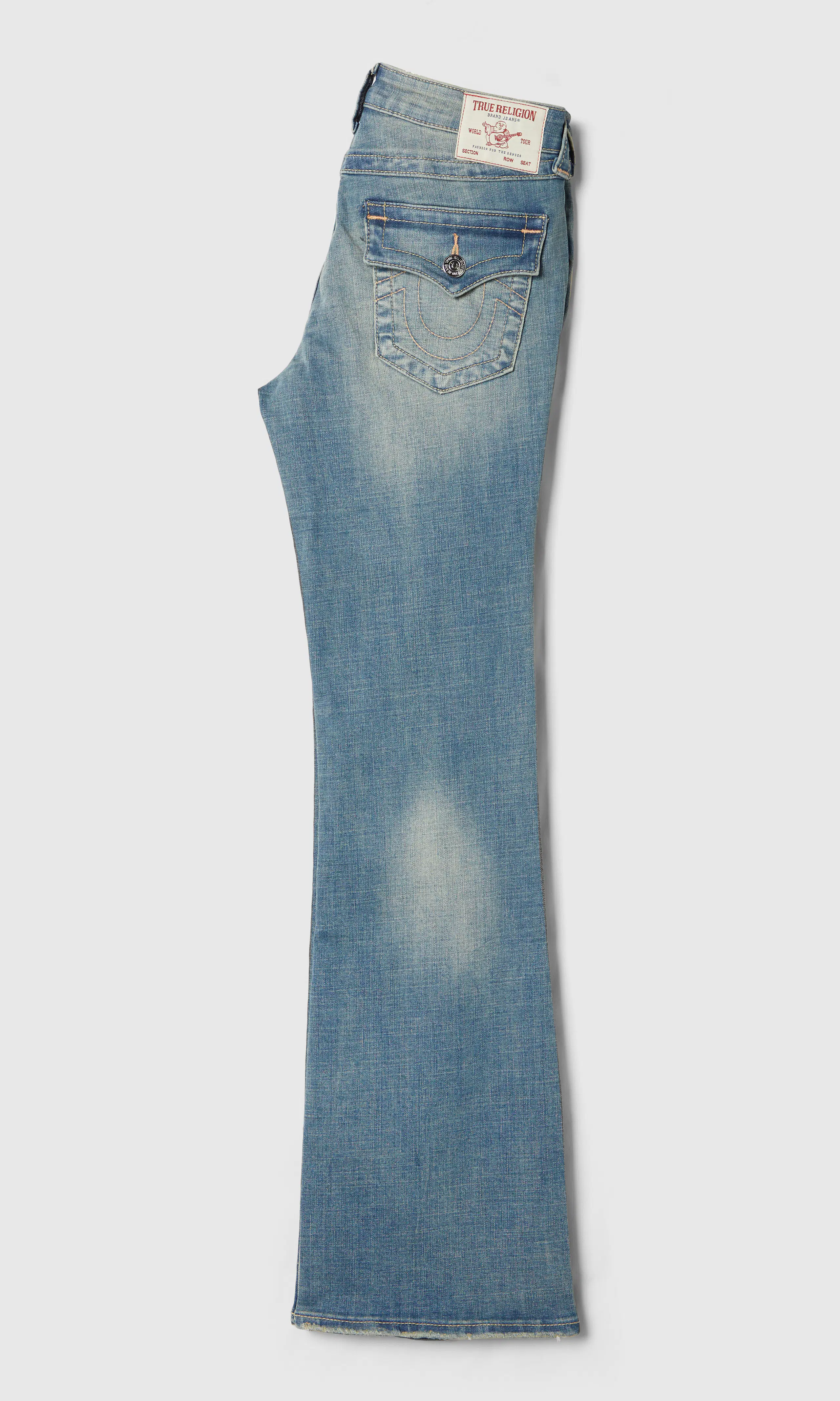 Becca Mid Rise Boot Flap Medium Blå Jeans. Back. Flat.