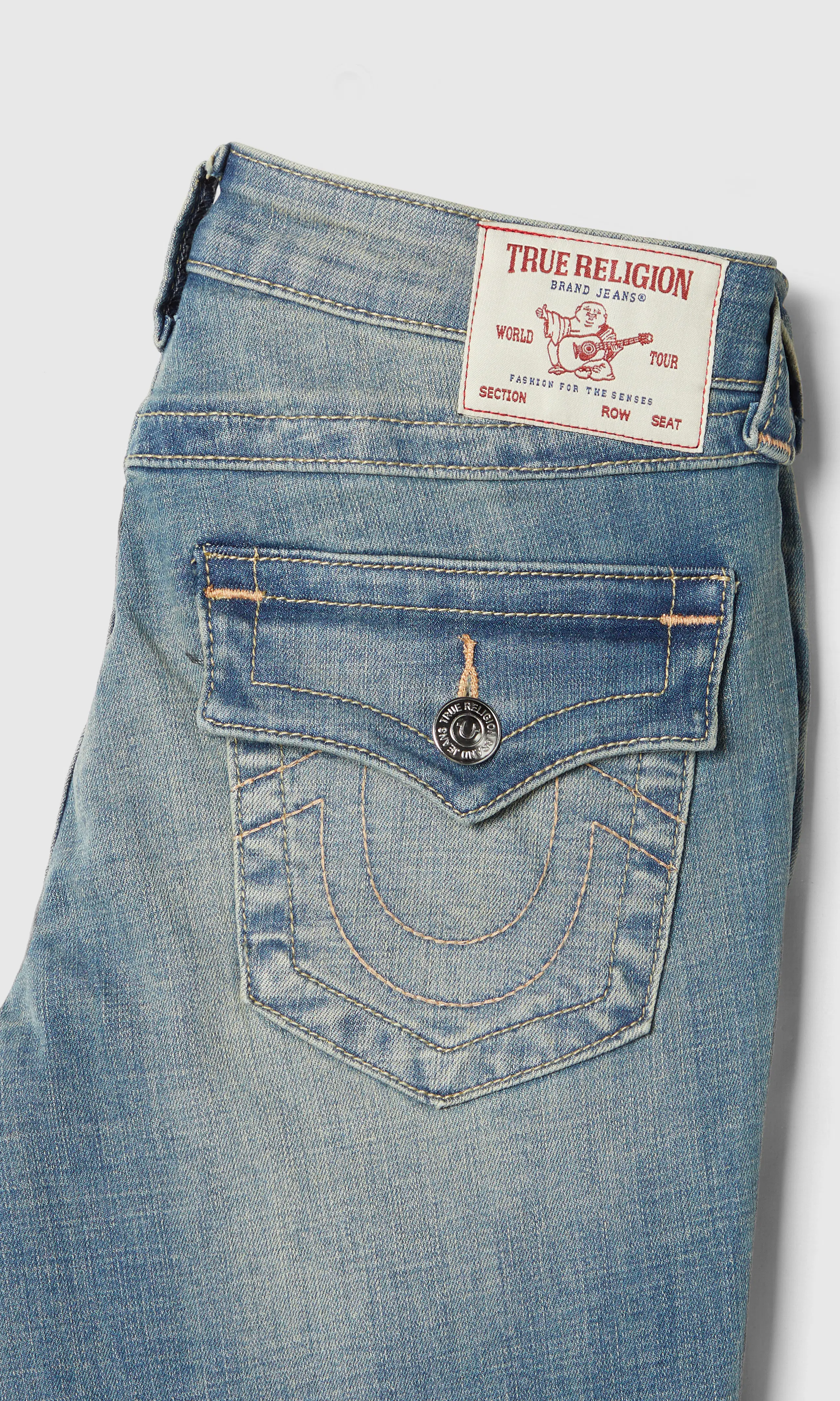 Becca Mid Rise Boot Flap Medium Blå Jeans. Detail 1. Flat.