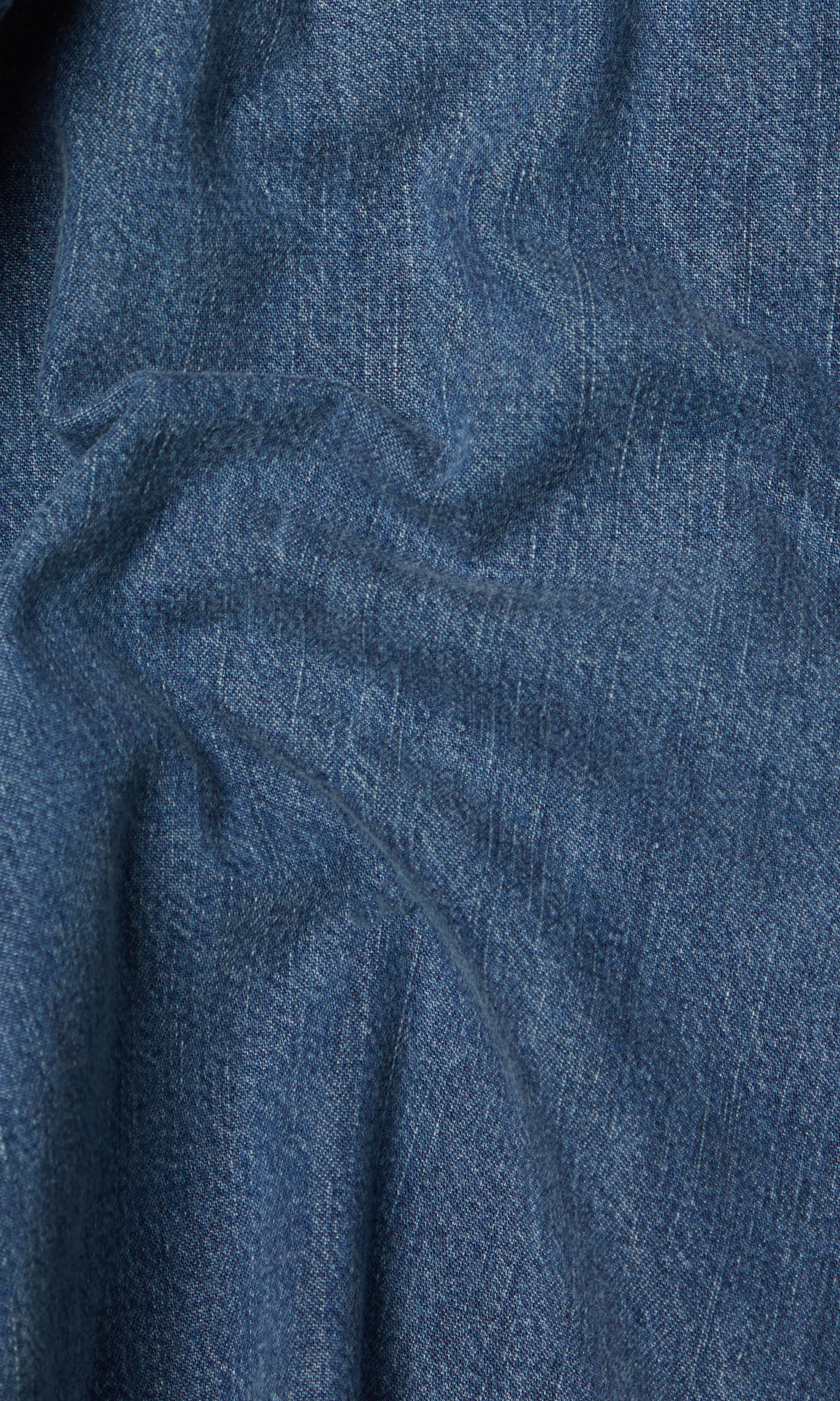 Regular Medium Blå Denim Skjorte. Detail 2. Flat.