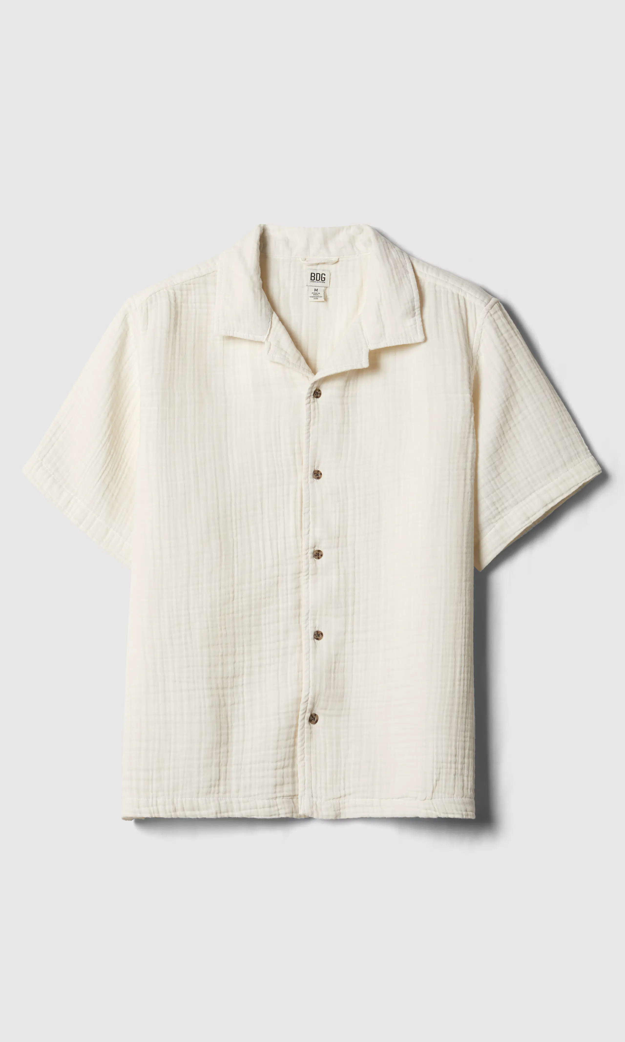 Triple Gauze Off White Skjorte. Front. Flat.
