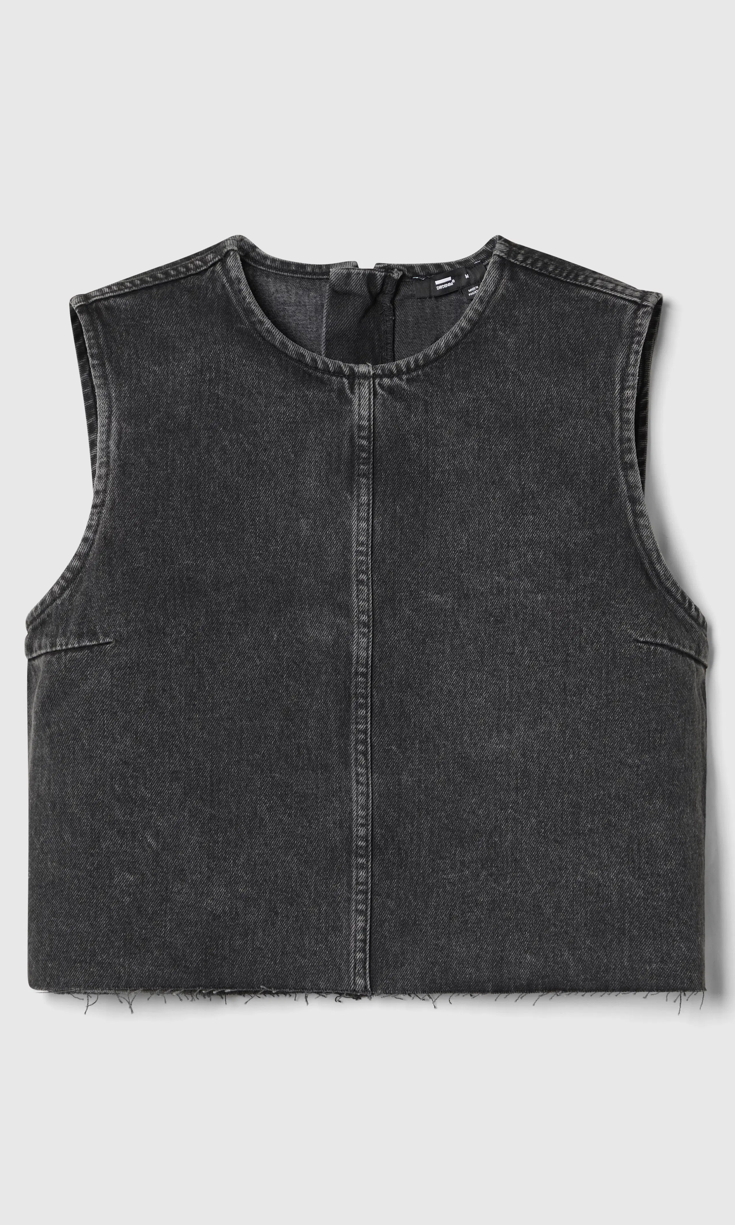 Eirin Svart Denim Top. Front. Flat.