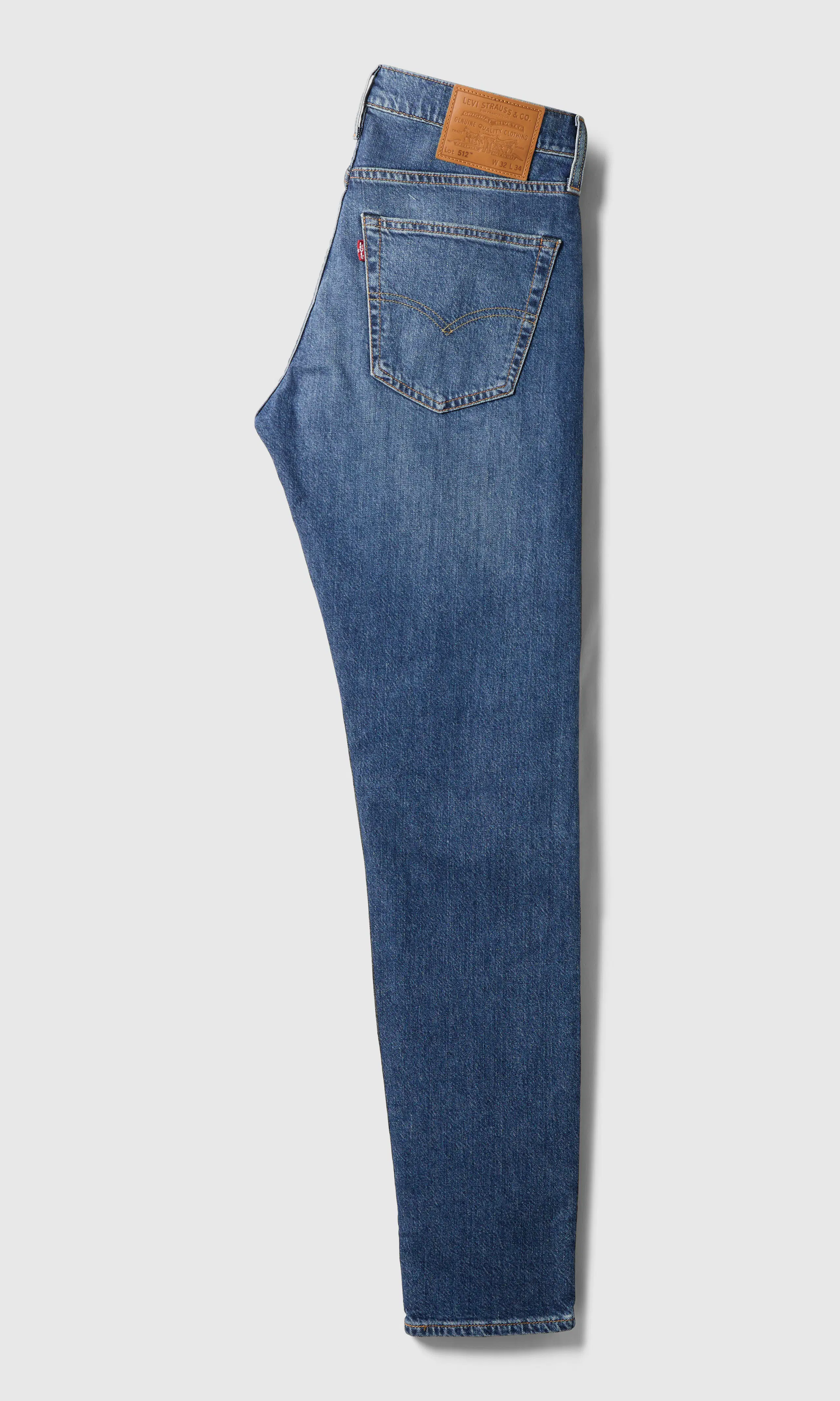 512™ Slim Tapered Medium Blå Jeans. Back. Flat.
