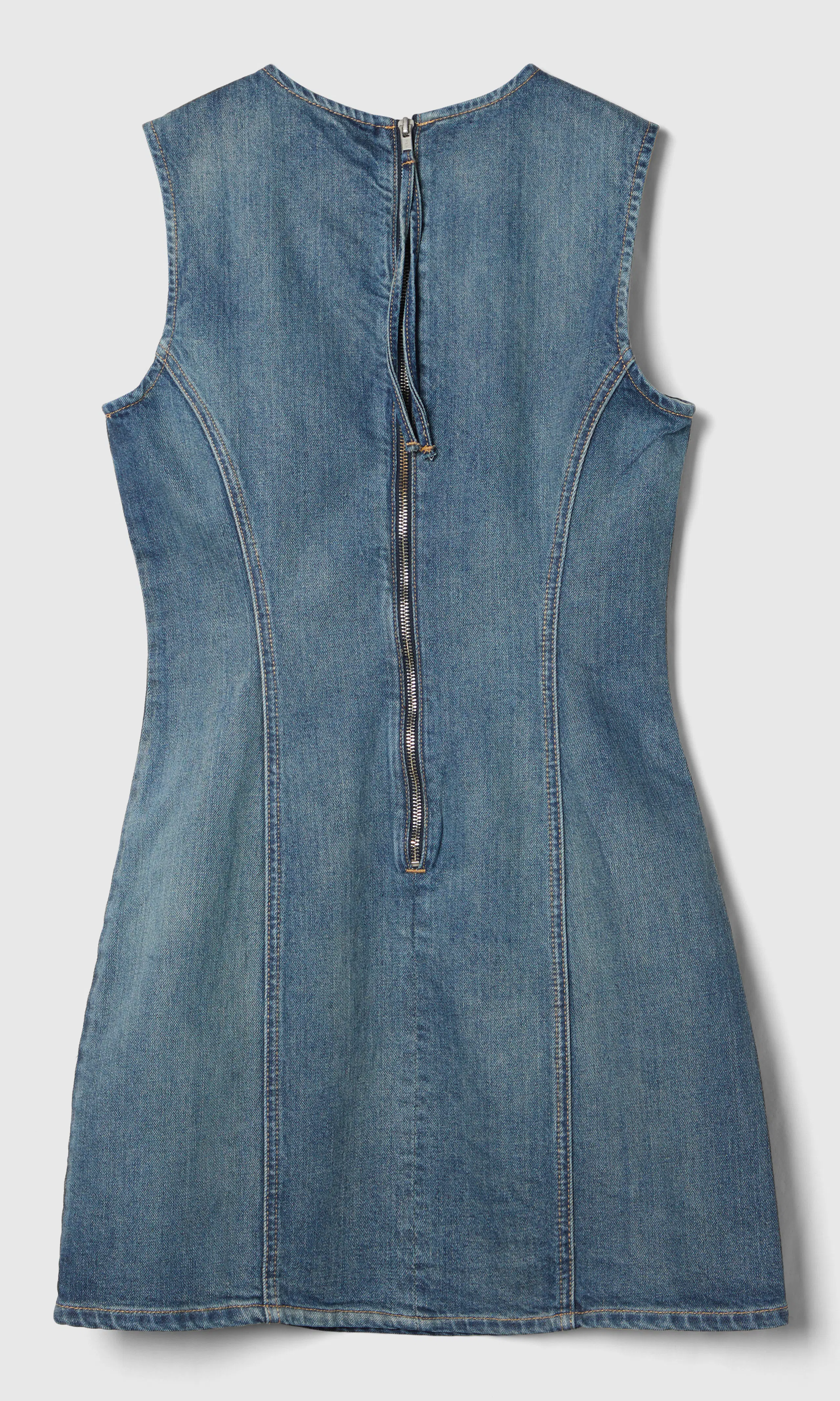 Calista Denim Kjole. Back. Flat.