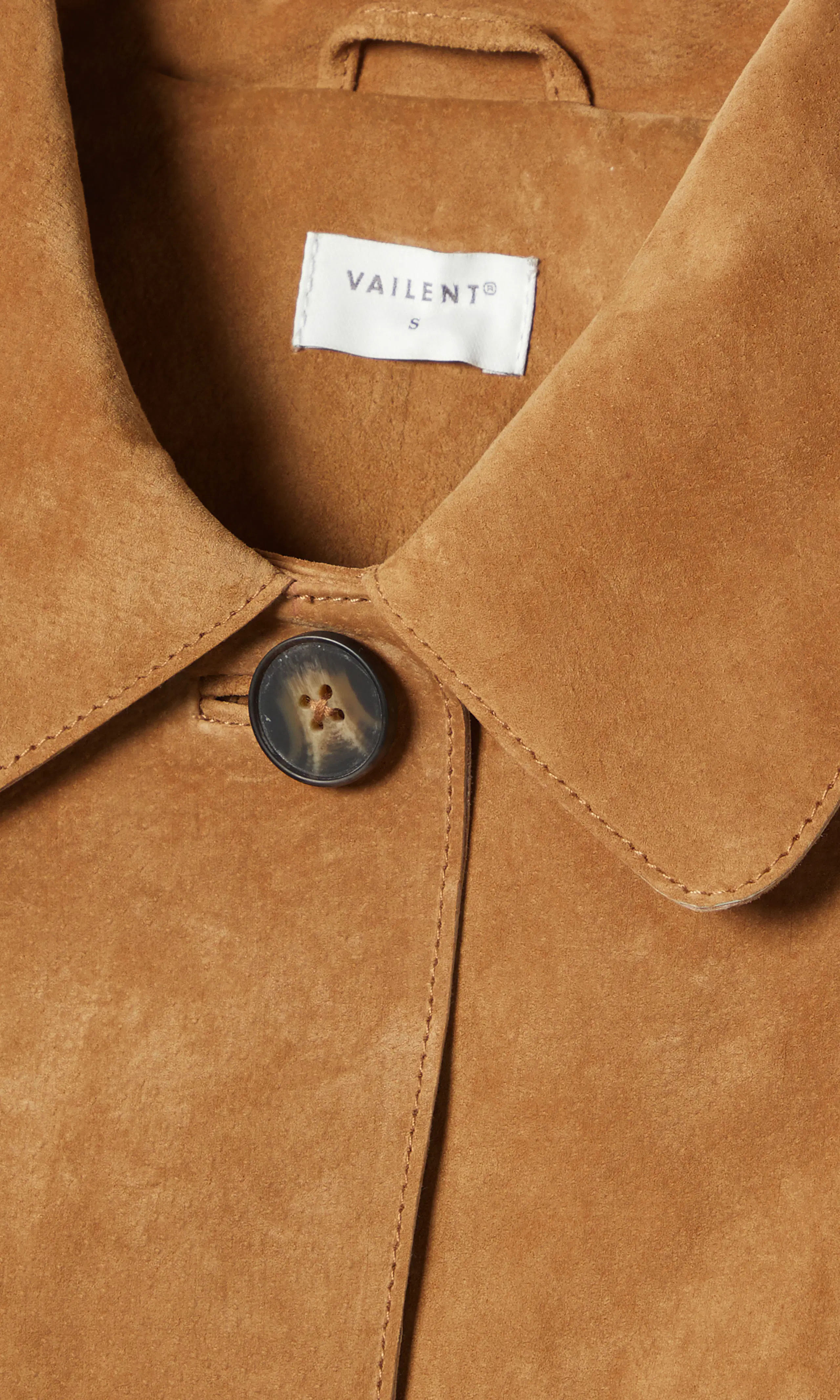 Suede Mokkanahkatakki. Detail 1. Flat.