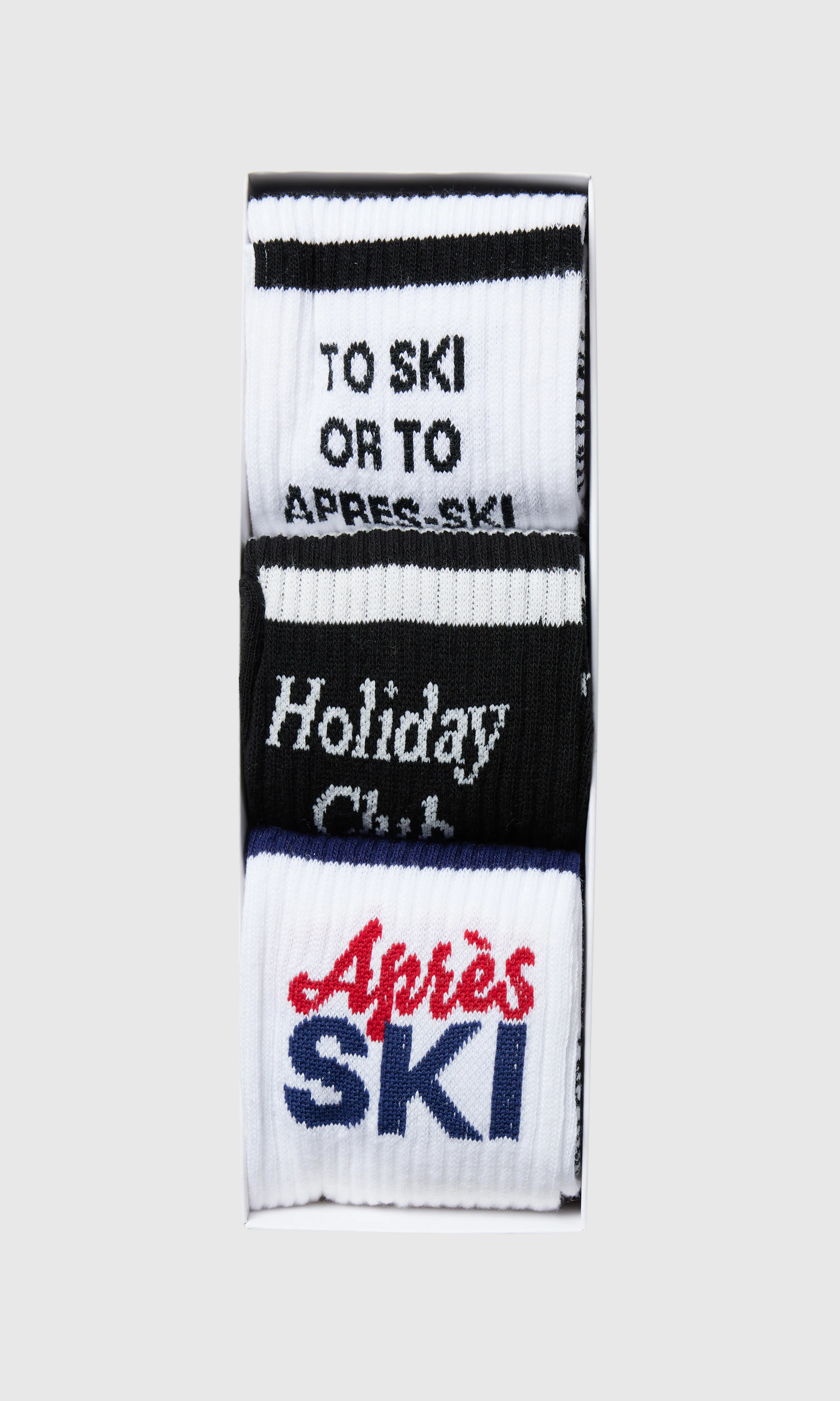 3-Pack Xmas After Ski Strumpor. Front 2. Flat.