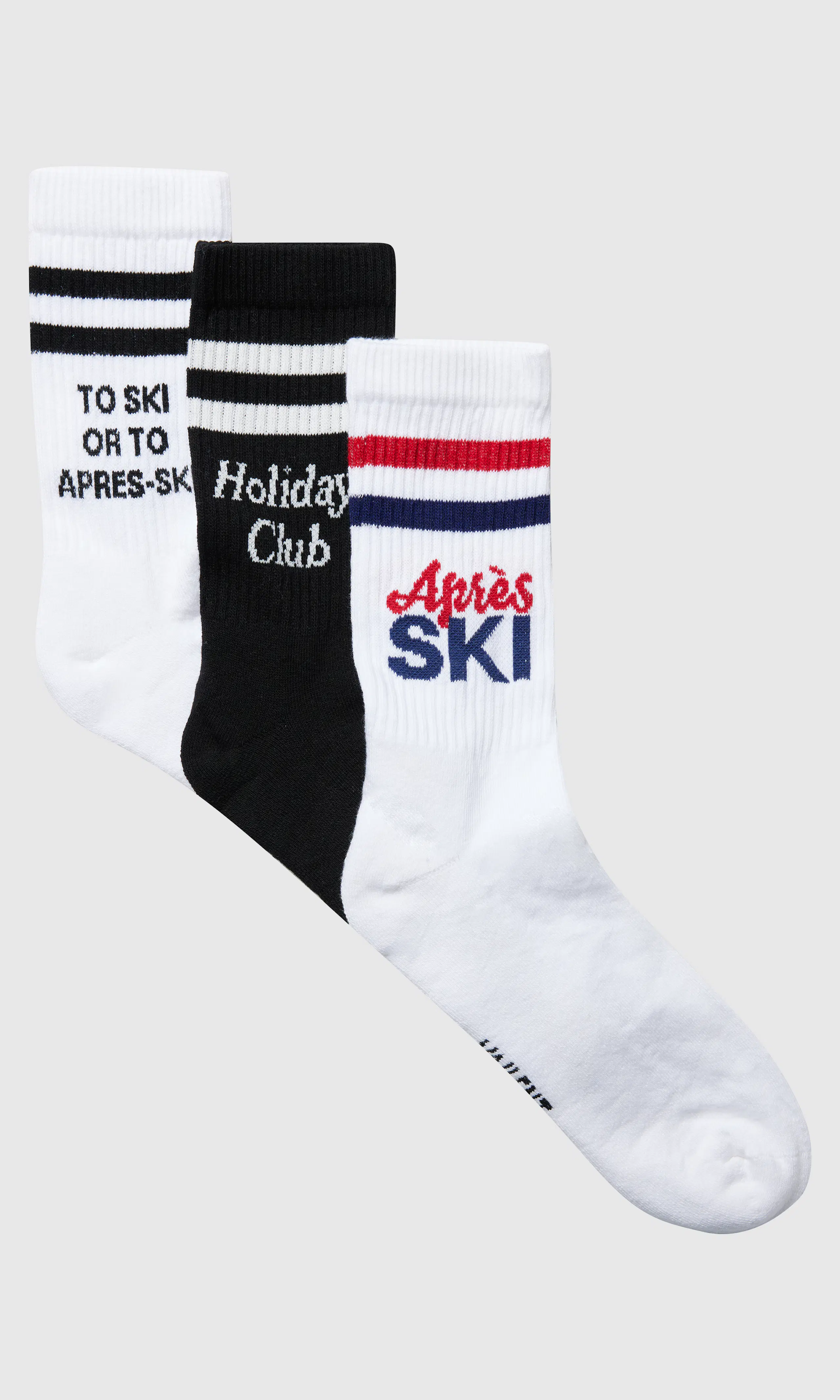 3-Pack Xmas After Ski Strumpor. Front. Flat.