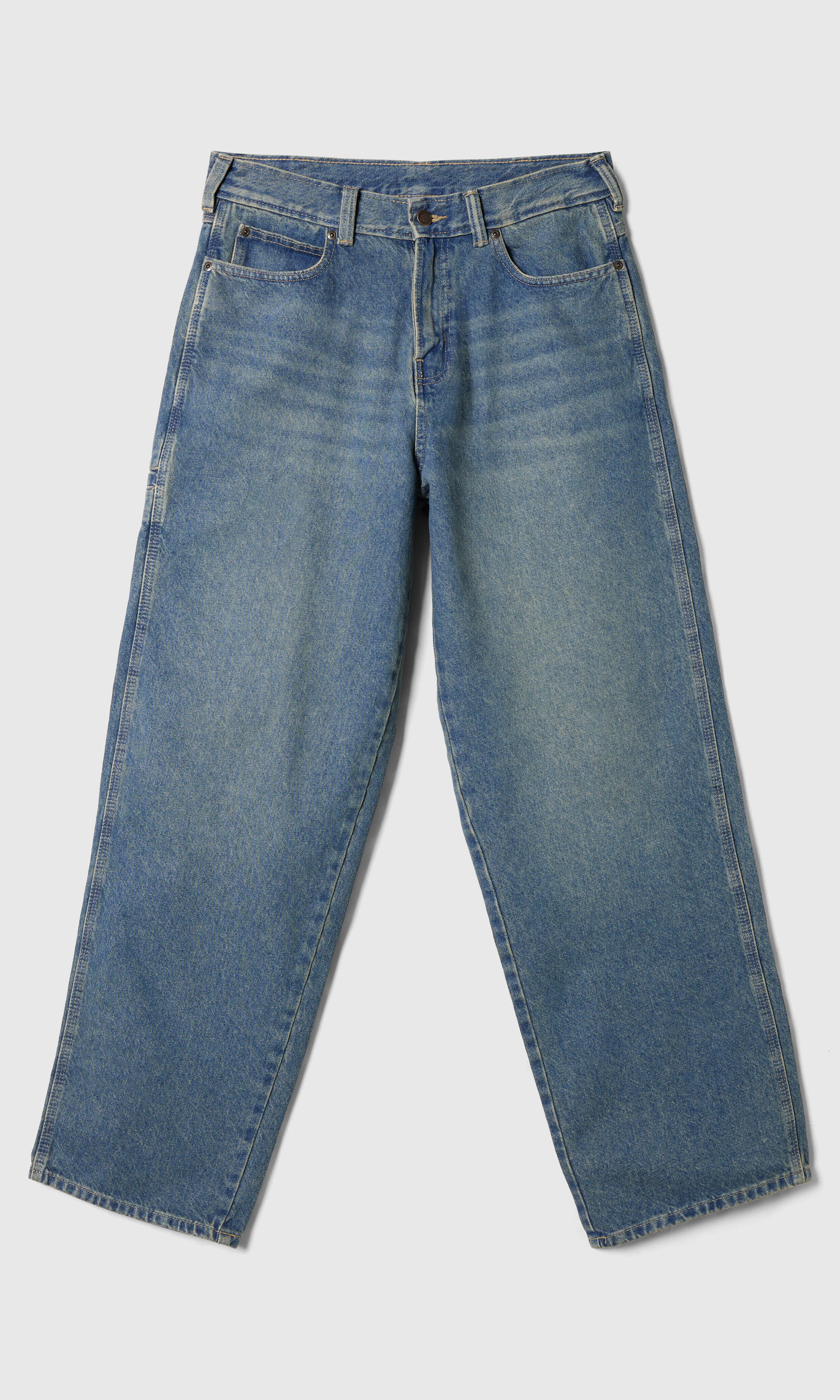 958 Baggy Tapered Work Keskisiniset Farkut. Front. Flat.