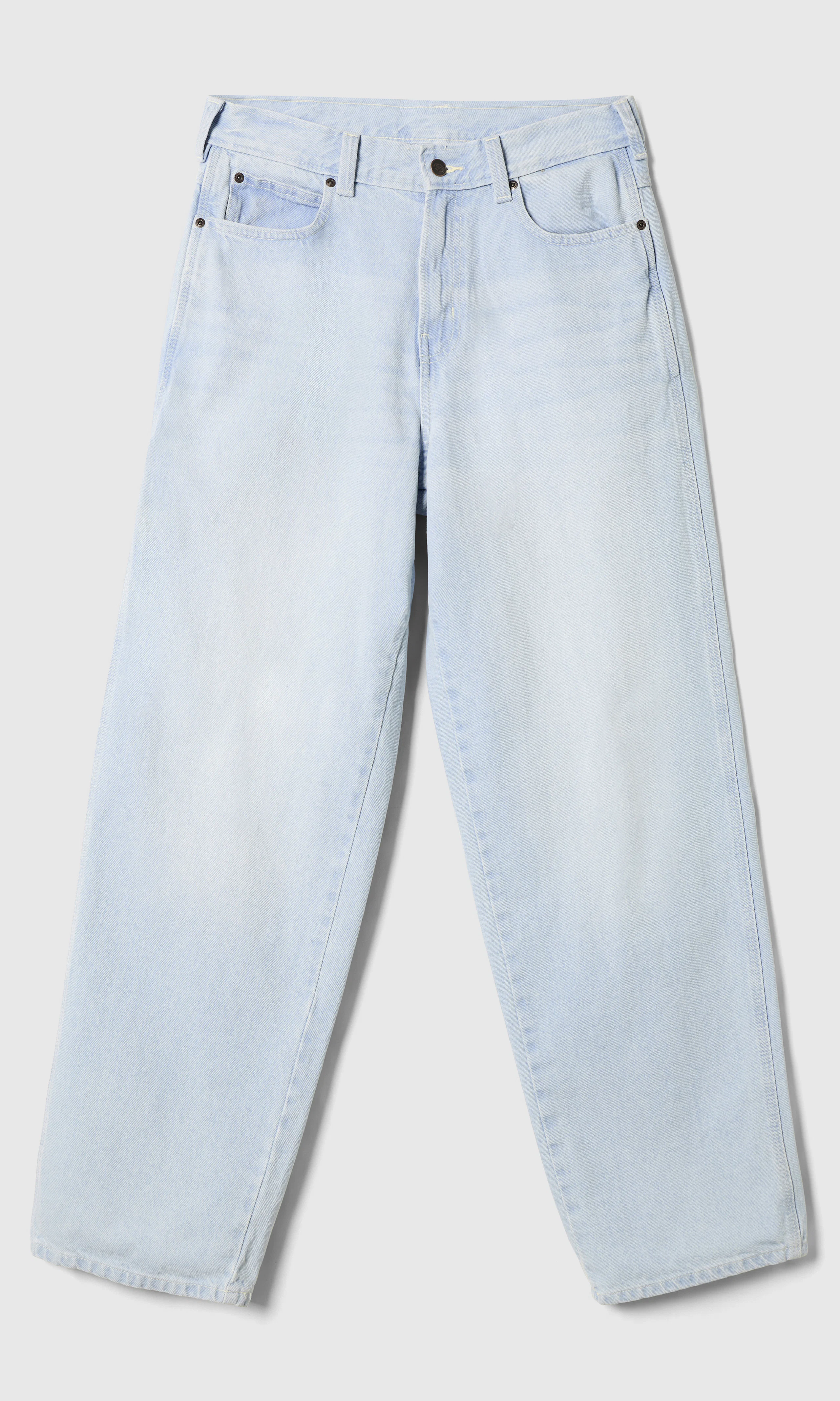 958 Baggy Tapered Work Vaaleansiniset Farkut. Front. Flat.
