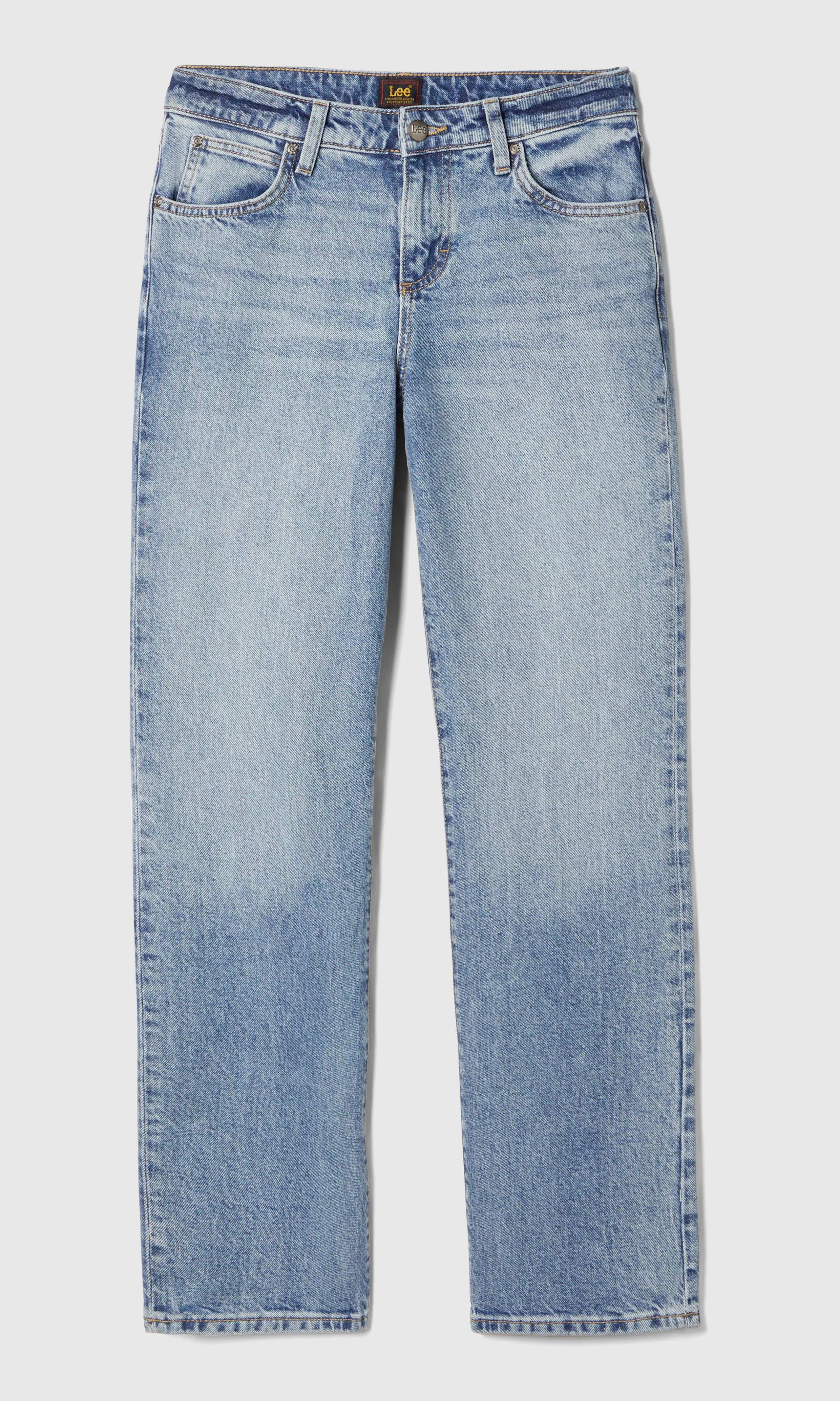 London Ljusblå Jeans. Front. Flat.