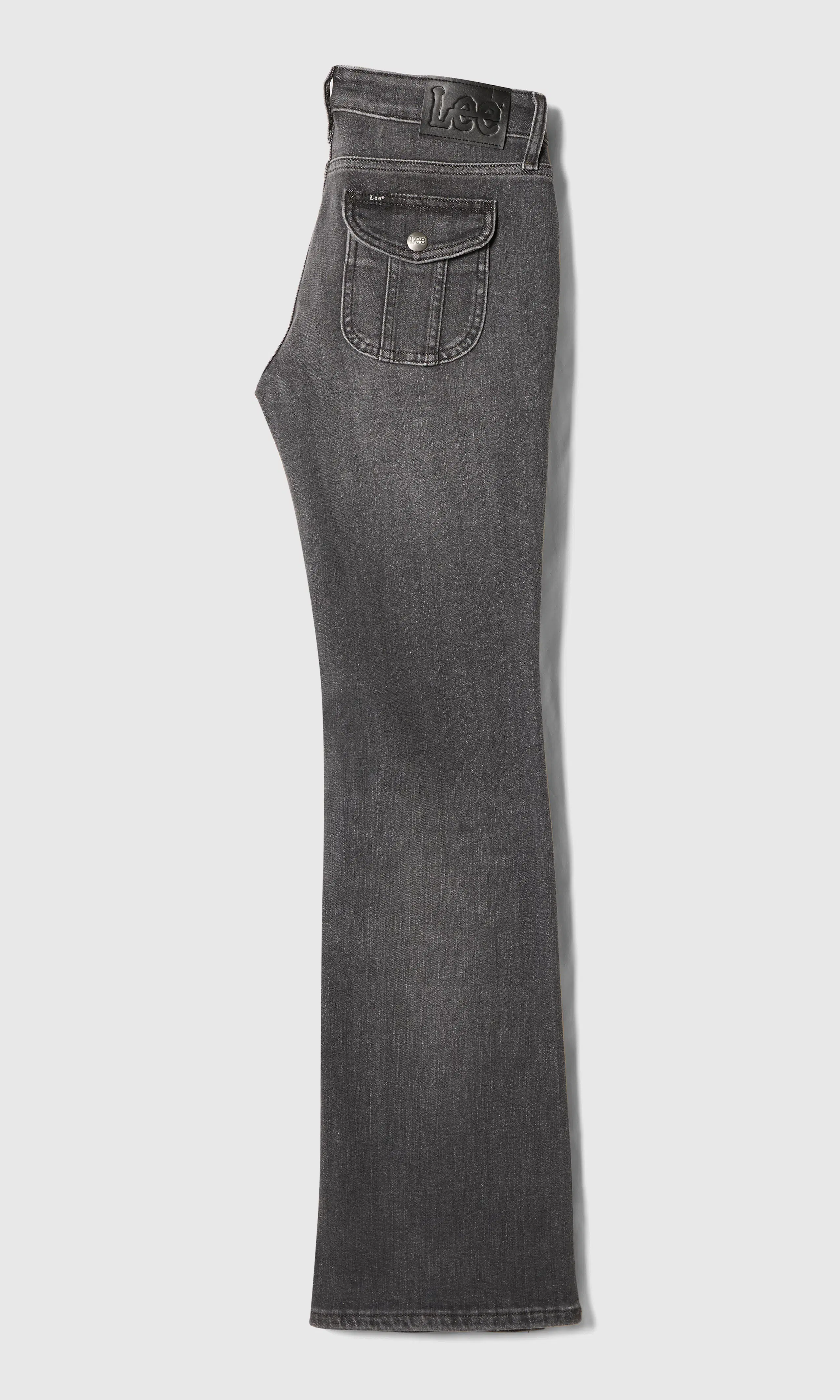 Flap Pocket Jessica Grå Jeans. Back. Flat.