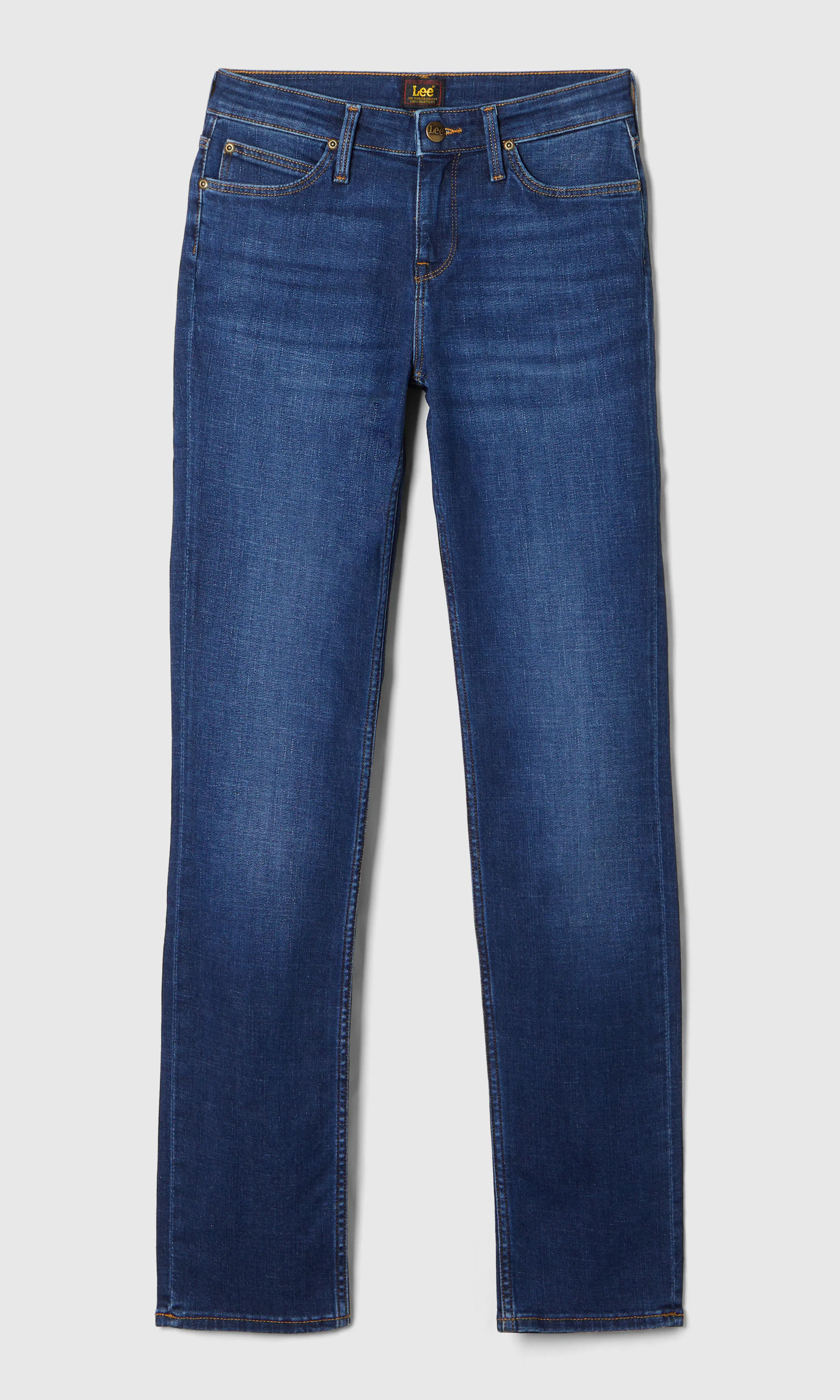 Marion Straight Mørk Blå Jeans. Front. Flat.