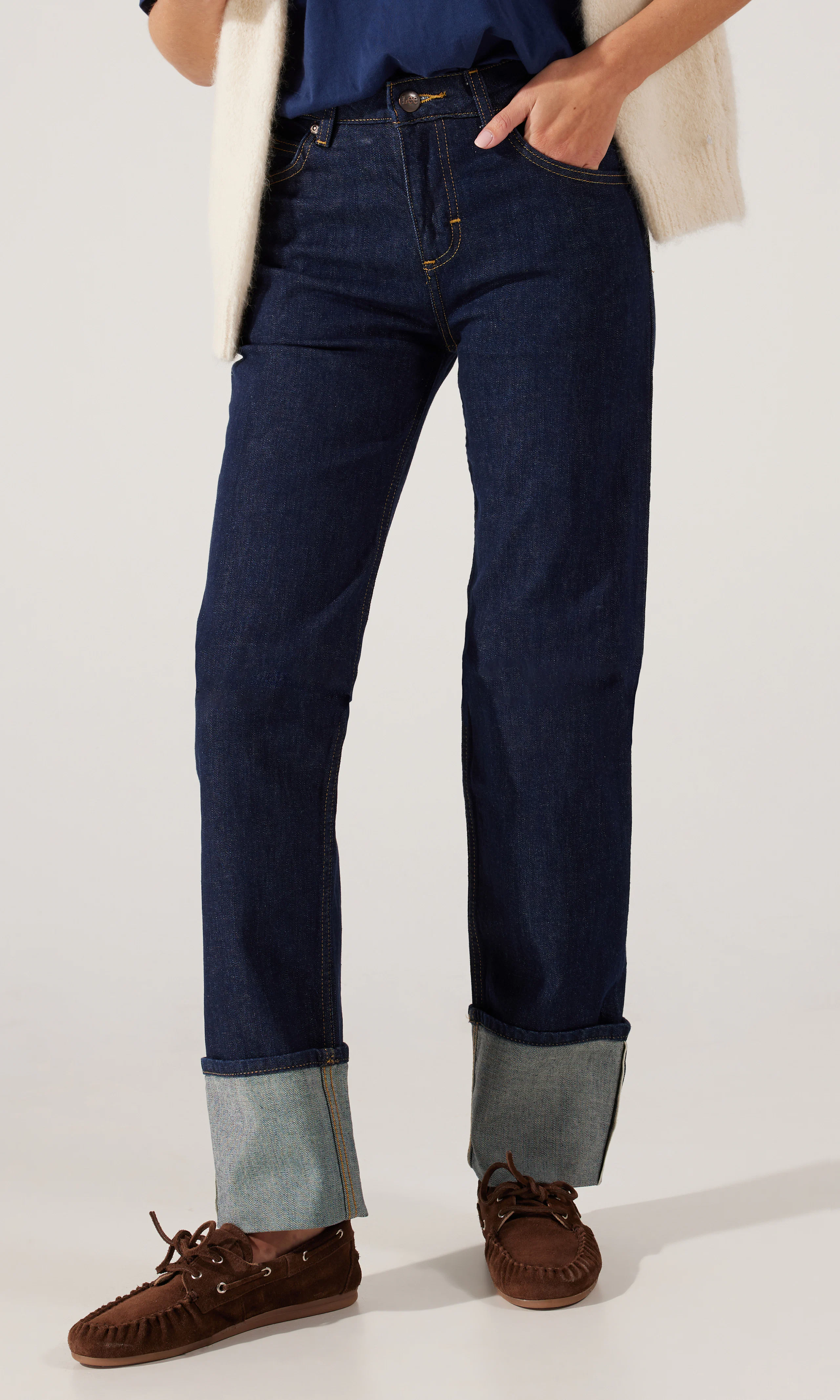 London Selvedge Jeans. Front. Model.