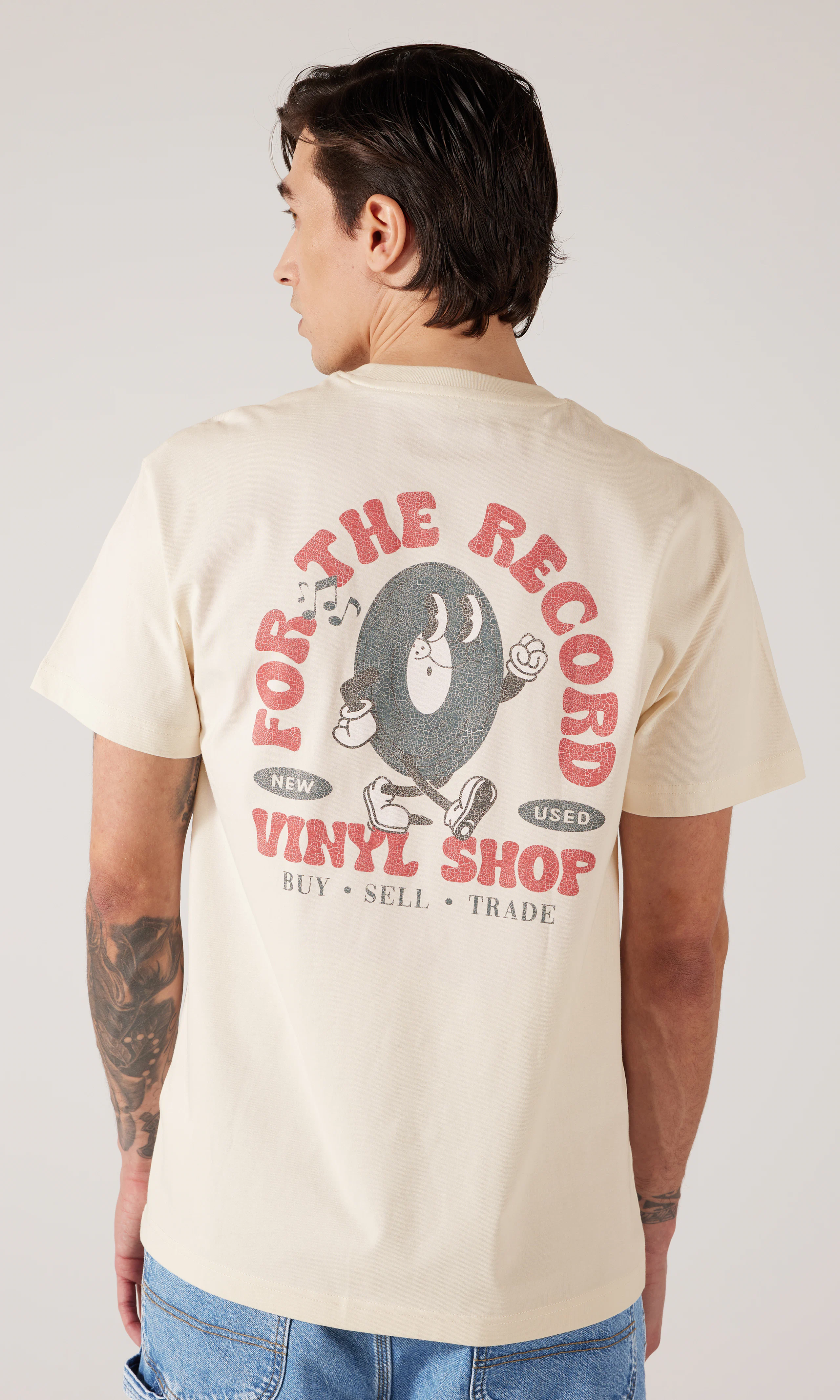 Relaxed Vinyl Tee Vit T-Shirt. Back. Model.