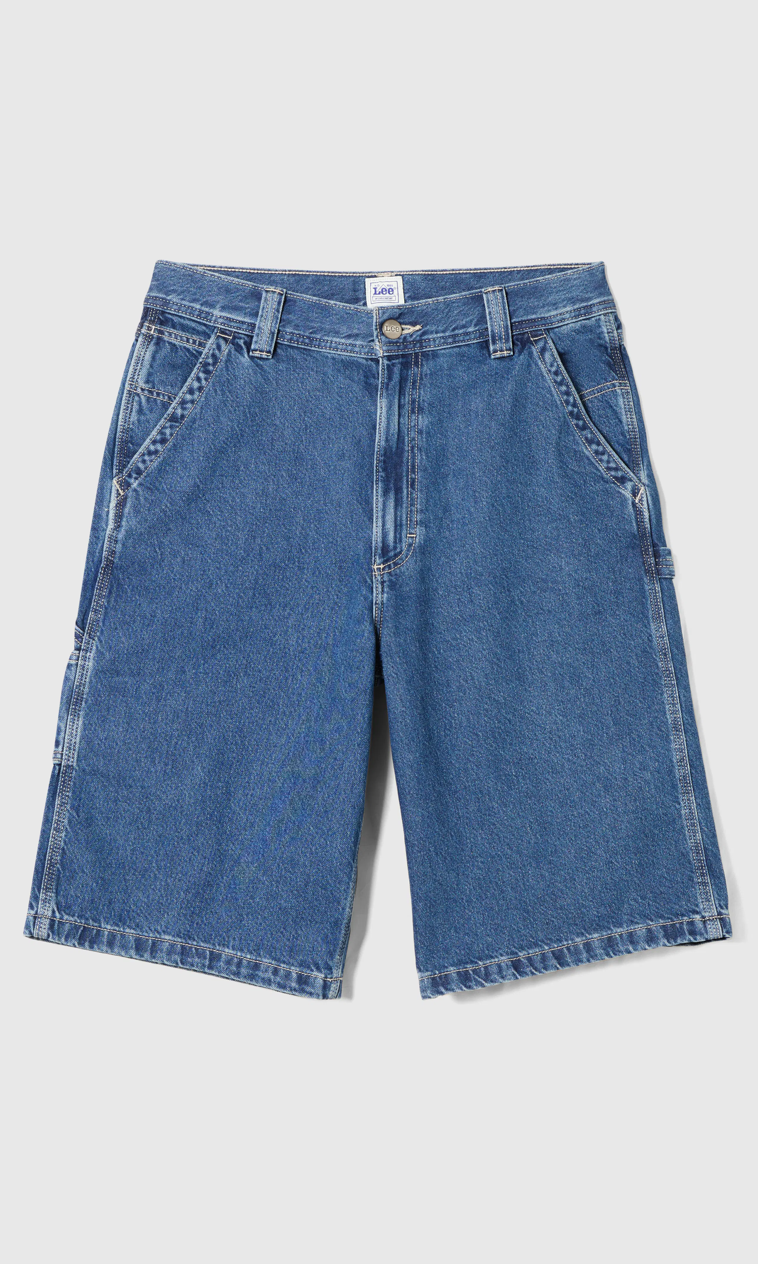 Workwear Loose Skater Medium Blå Shorts. Front. Flat.