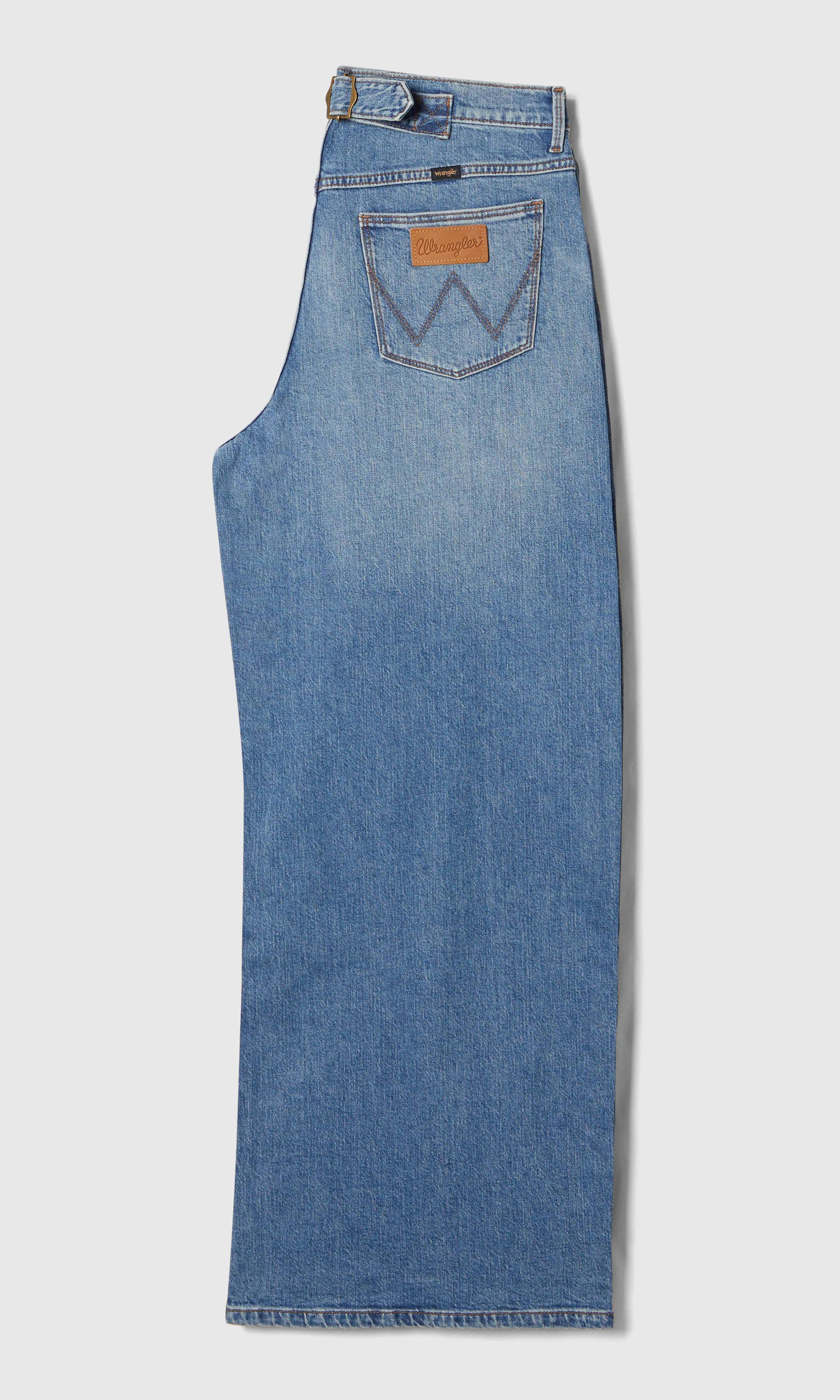 Low Rise Ultra Barrel Medium Blå Jeans. Back. Flat.