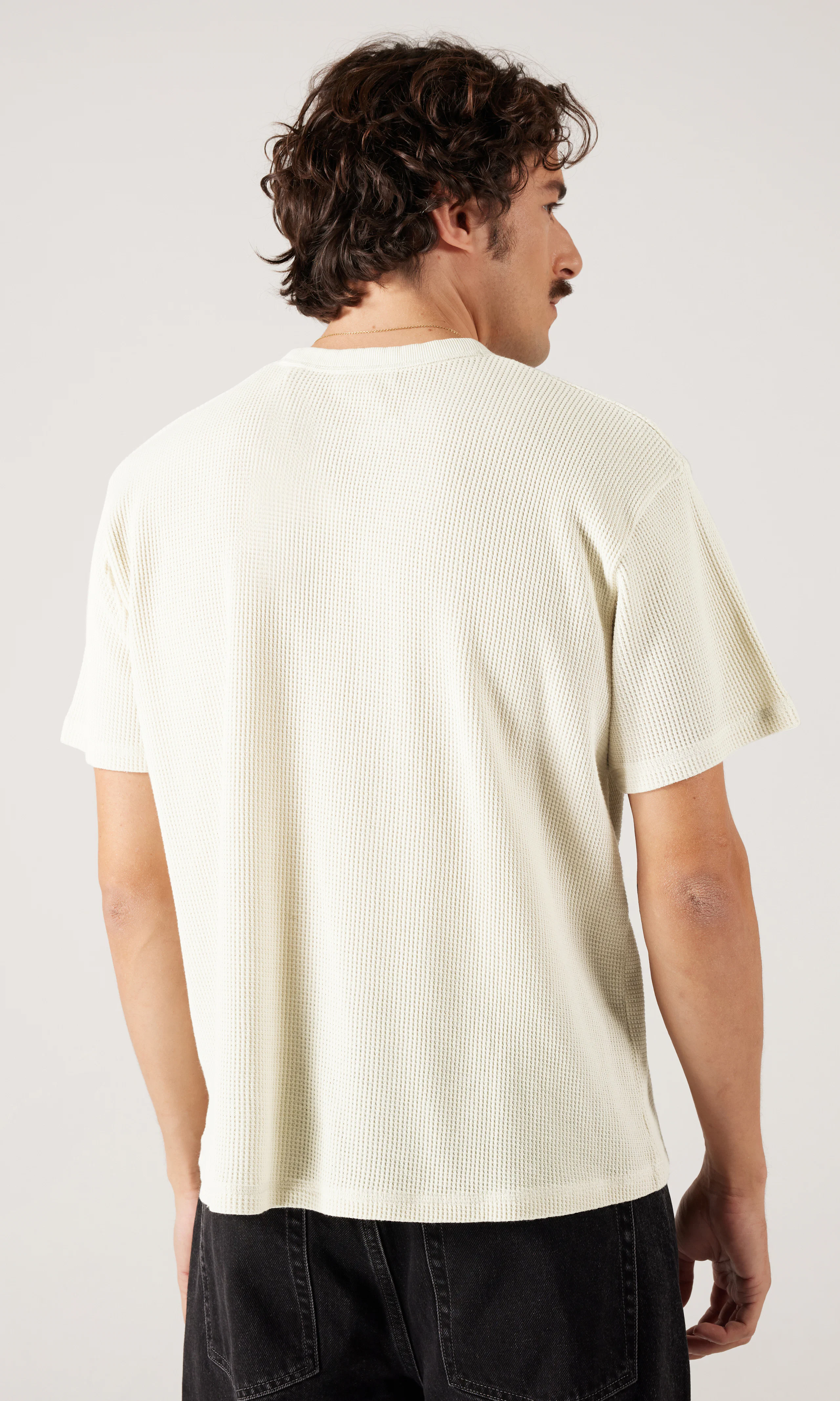 Waffle T-Shirt. Back. Model.