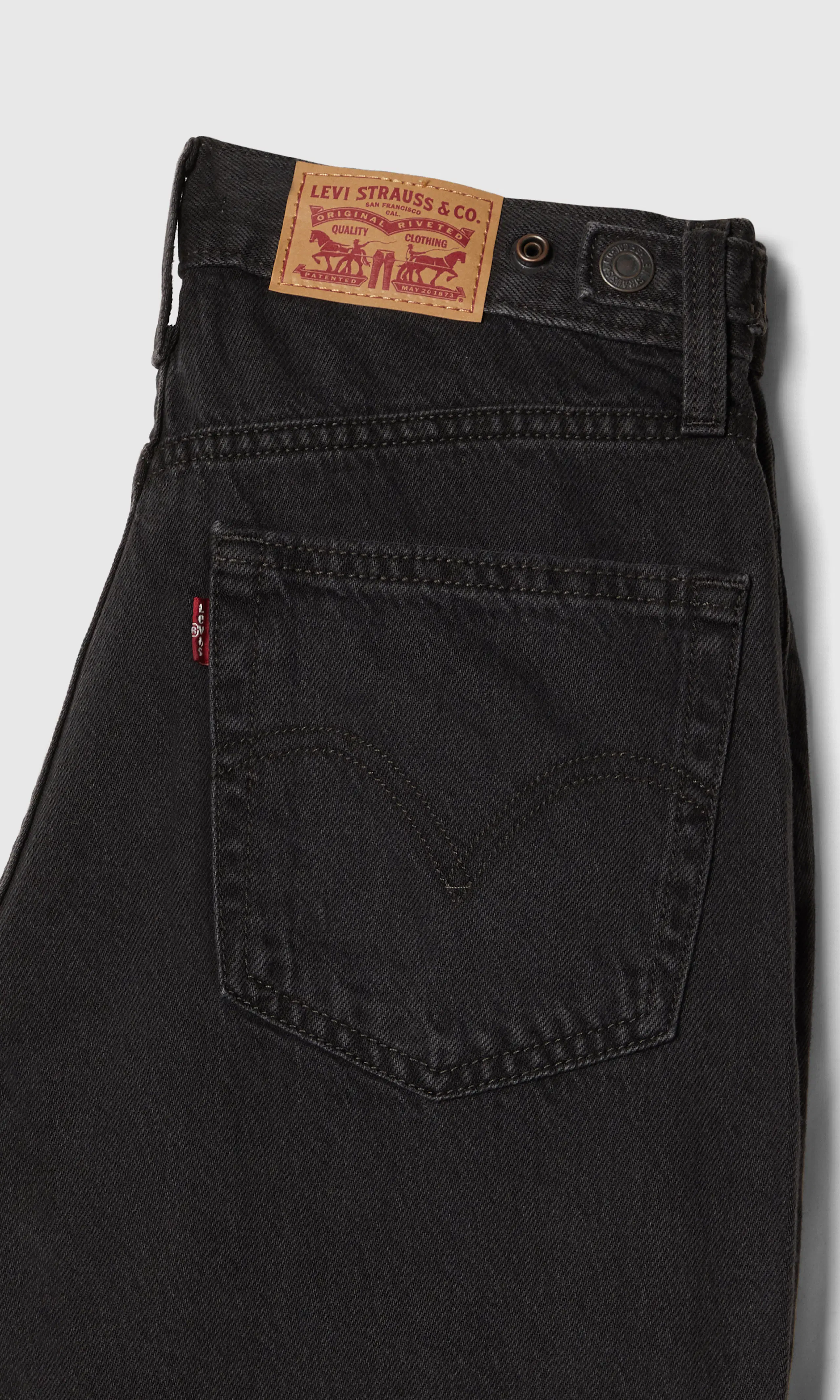 Cinch Baggy Lightweight Svarta Jeans. Detail 1. Flat.