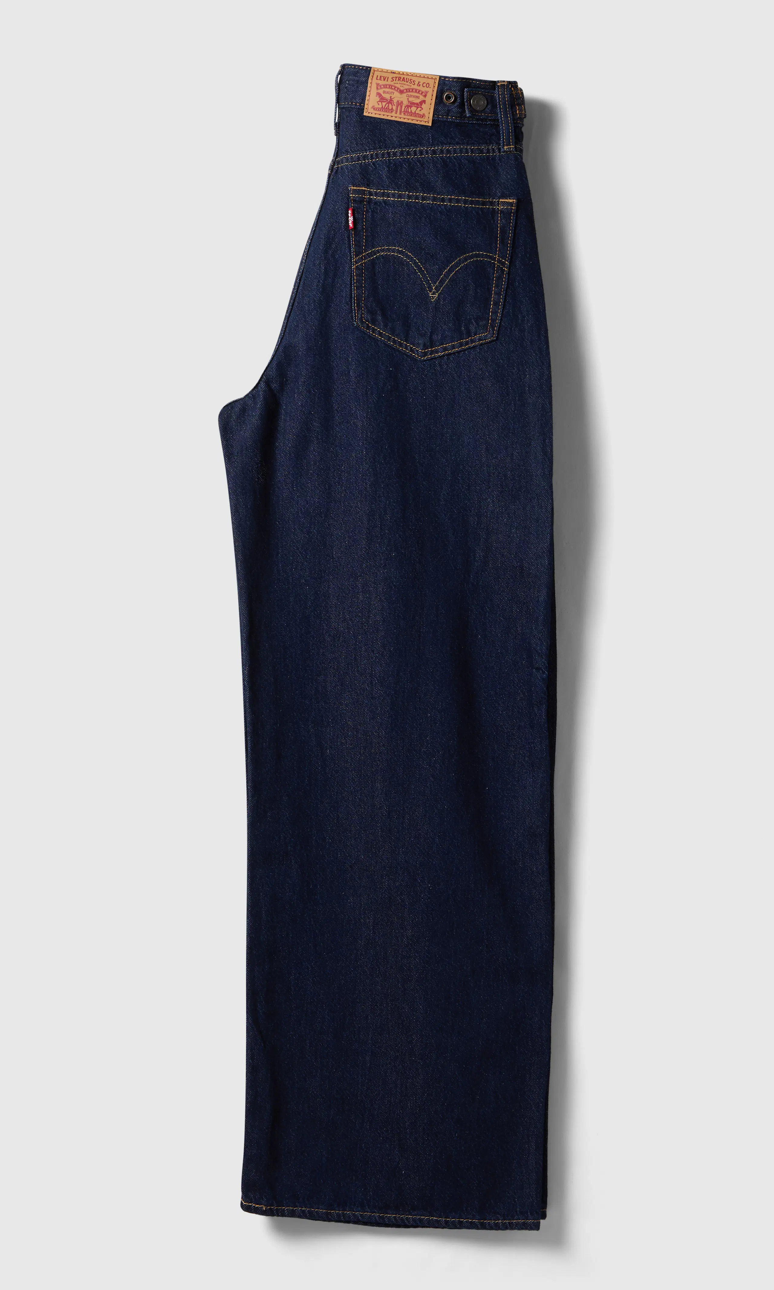 Cinch Baggy Lightweight Mörkblå Jeans. Detail 1. Flat.
