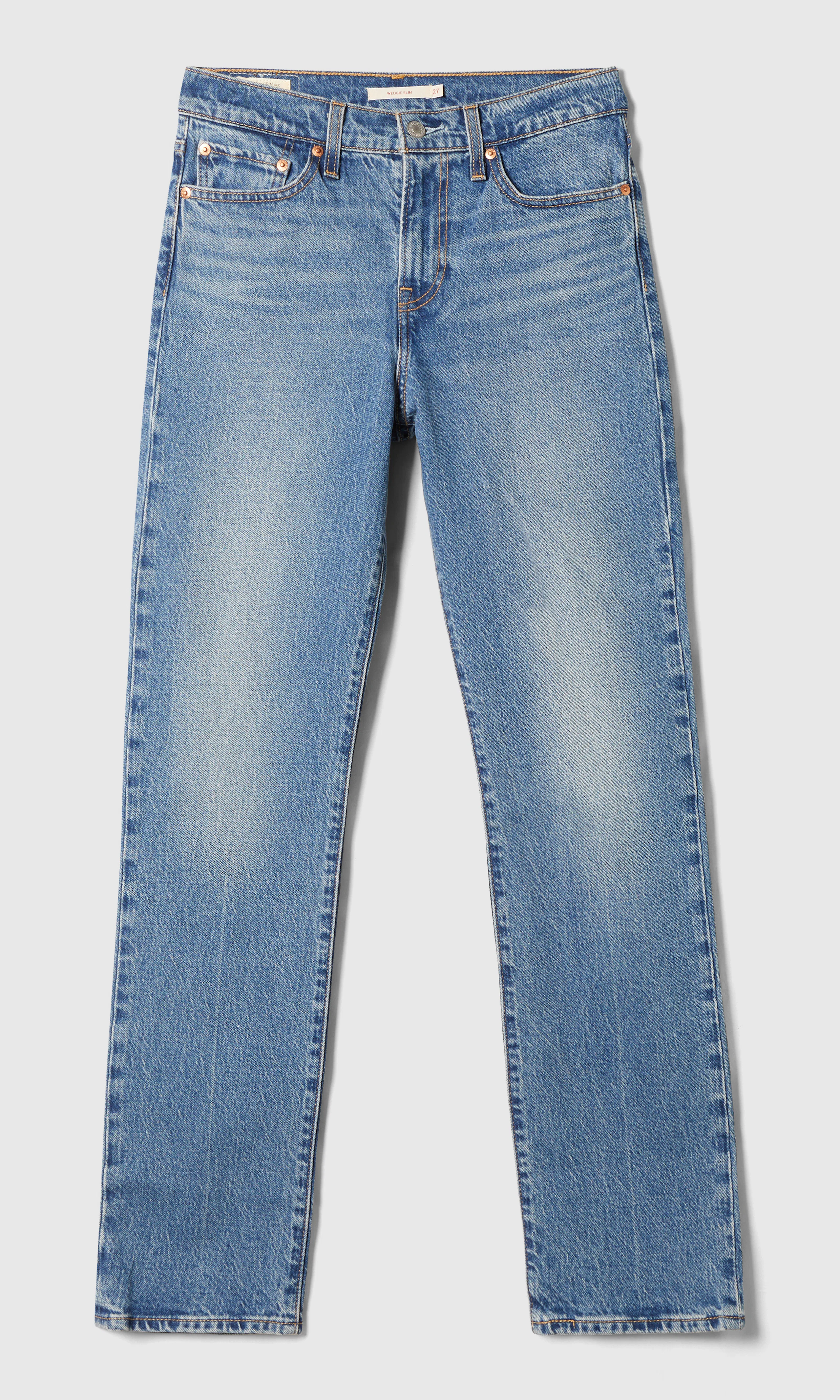 Wedgie Slim Keskisiniset Farkut. Front. Flat.