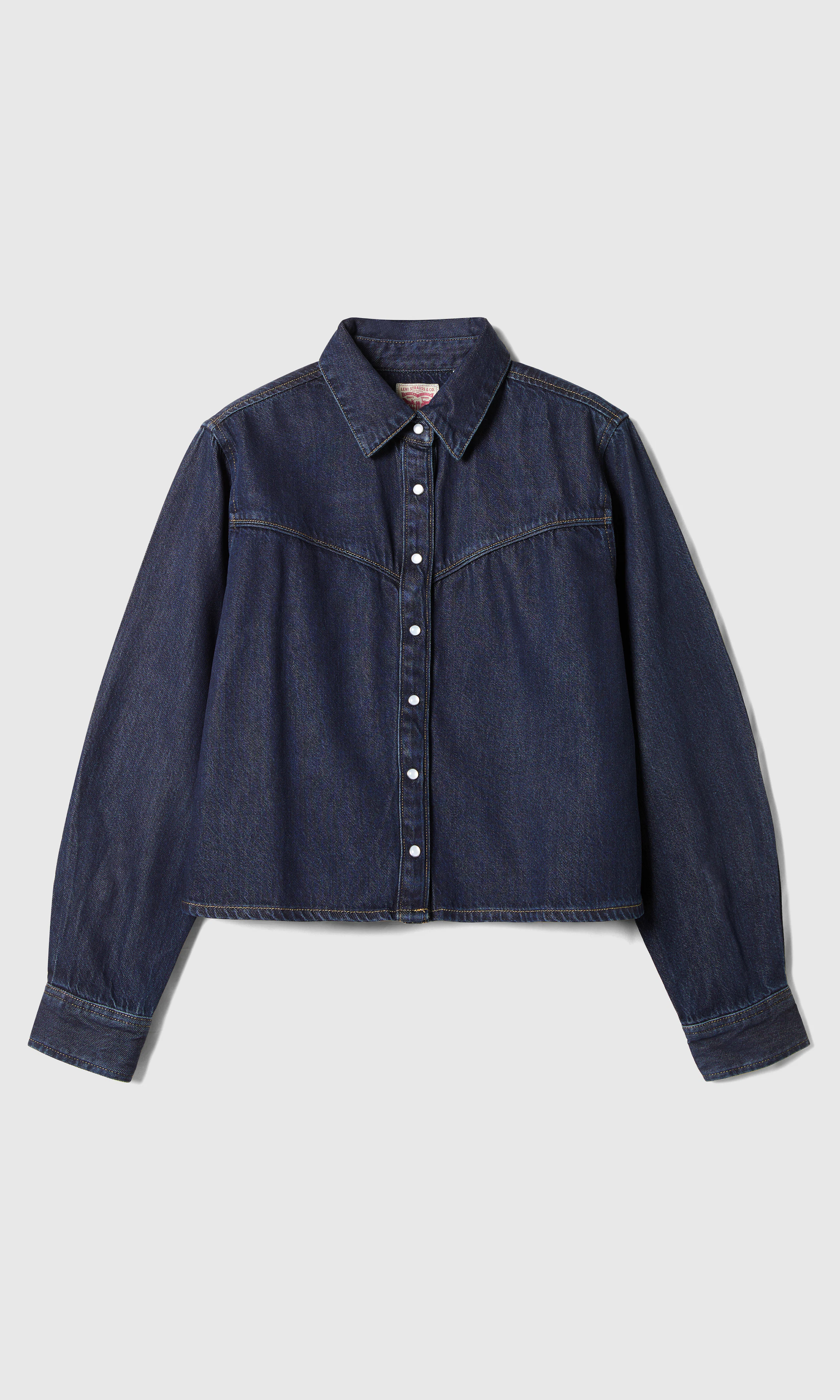 Logan Mörkblå Shacket. Front. Flat.