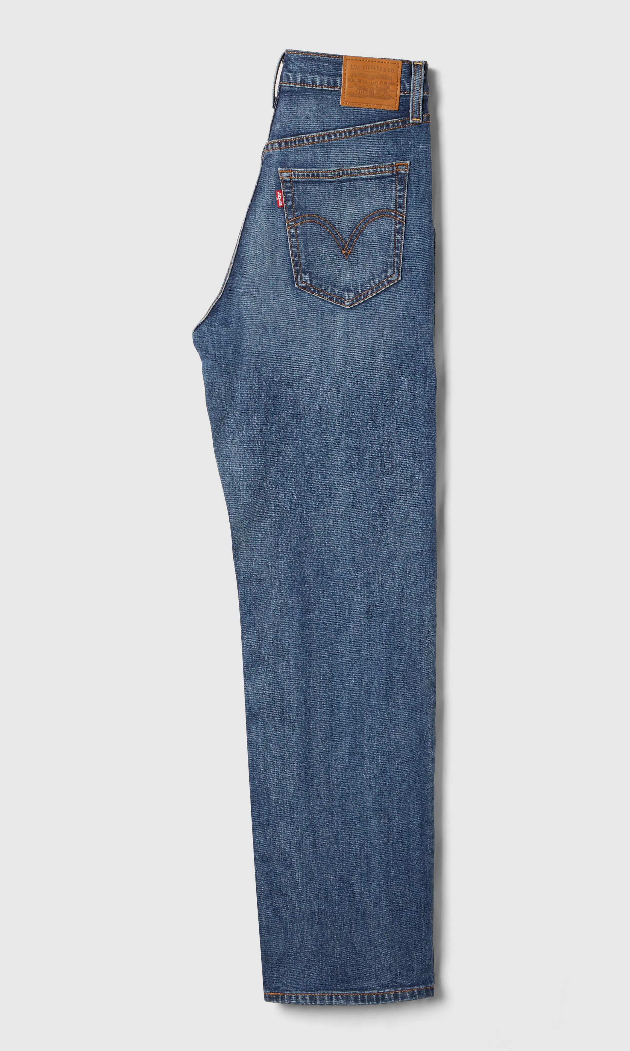 Ribcage Full Length Medium Blå Jeans. Back. Flat.