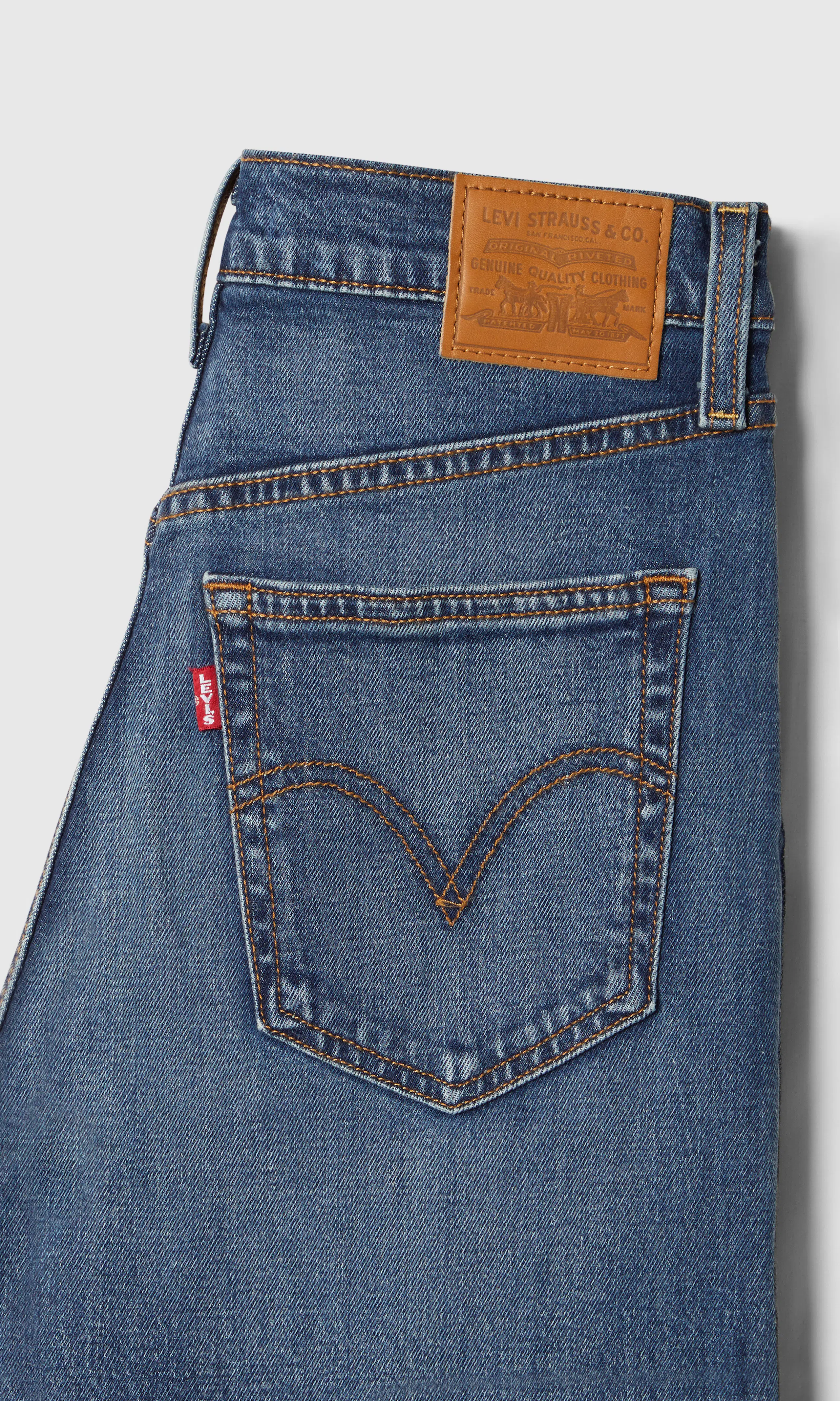 Ribcage Full Length Medium Blå Jeans. Detail 1. Flat.