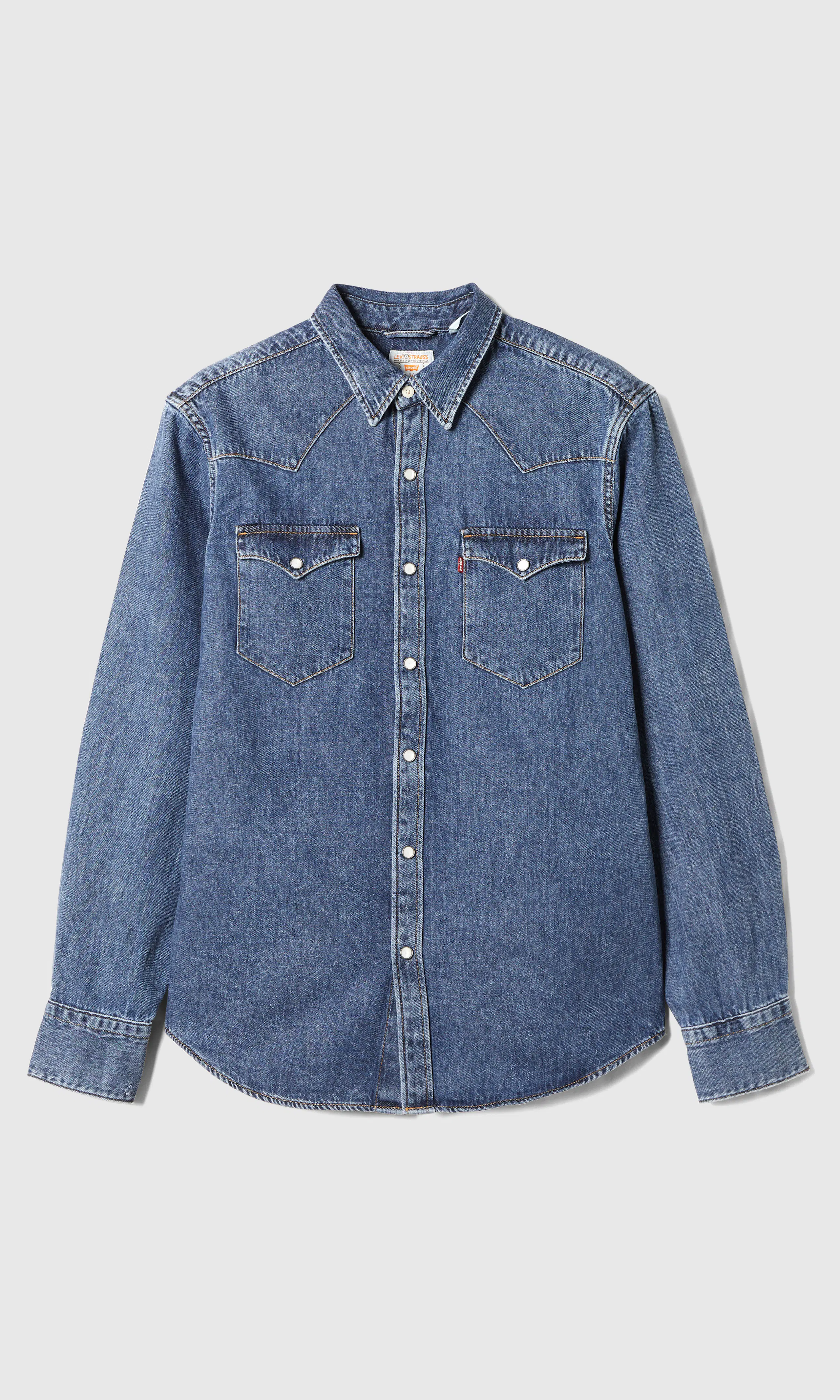 Barstow Western Standard Medium Blå Skjorte. Front. Flat.