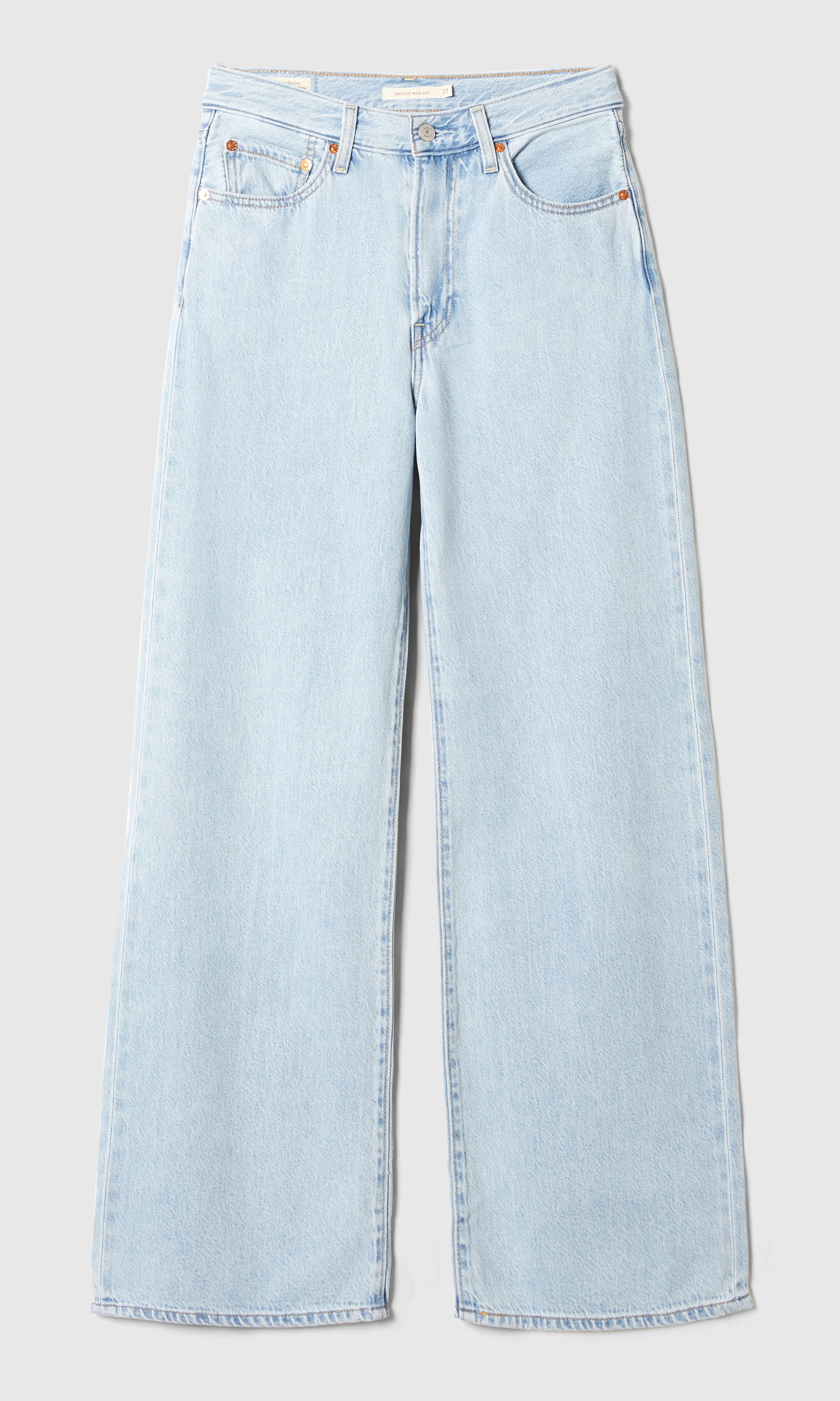 Ribcage Wide Leg Lightweight Jeans. Front. Flat.