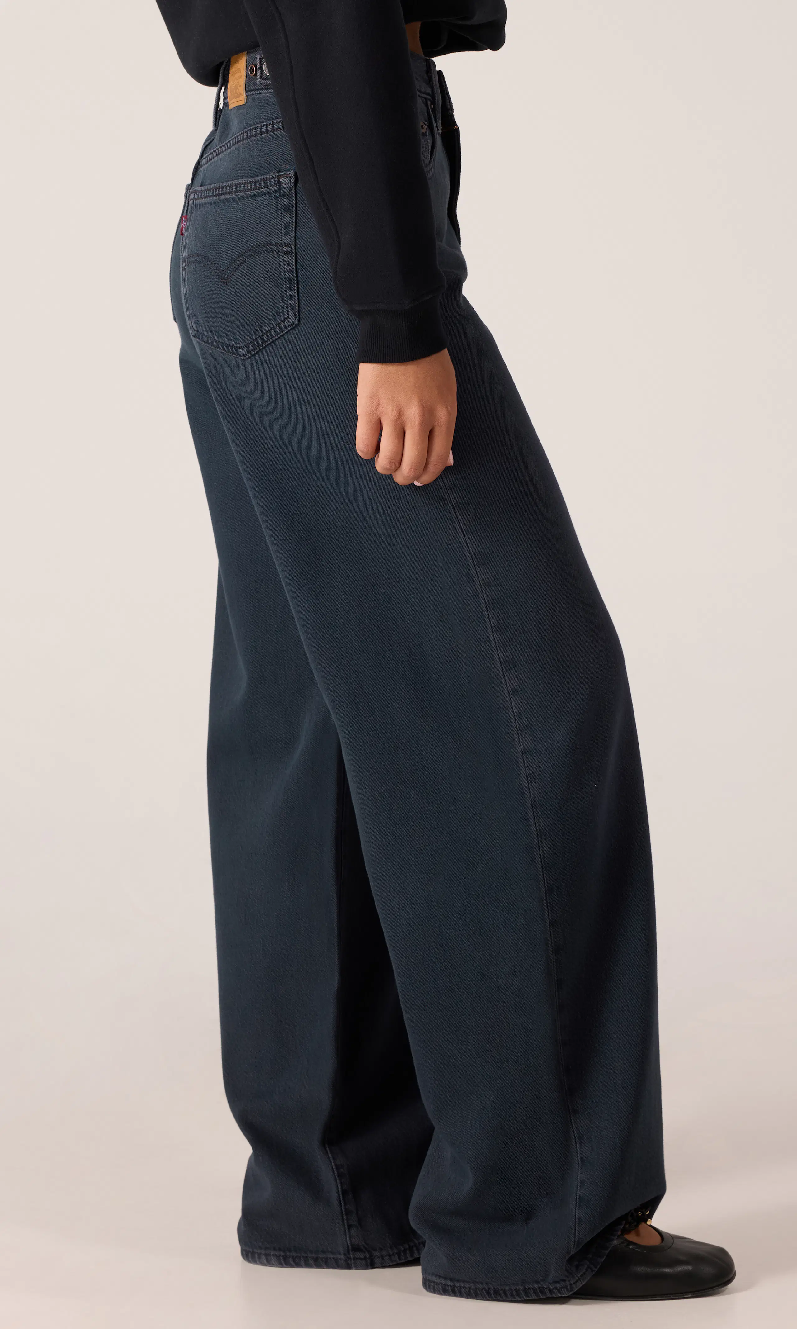 Cinch Wide Leg Jeans. Front 2. Model.