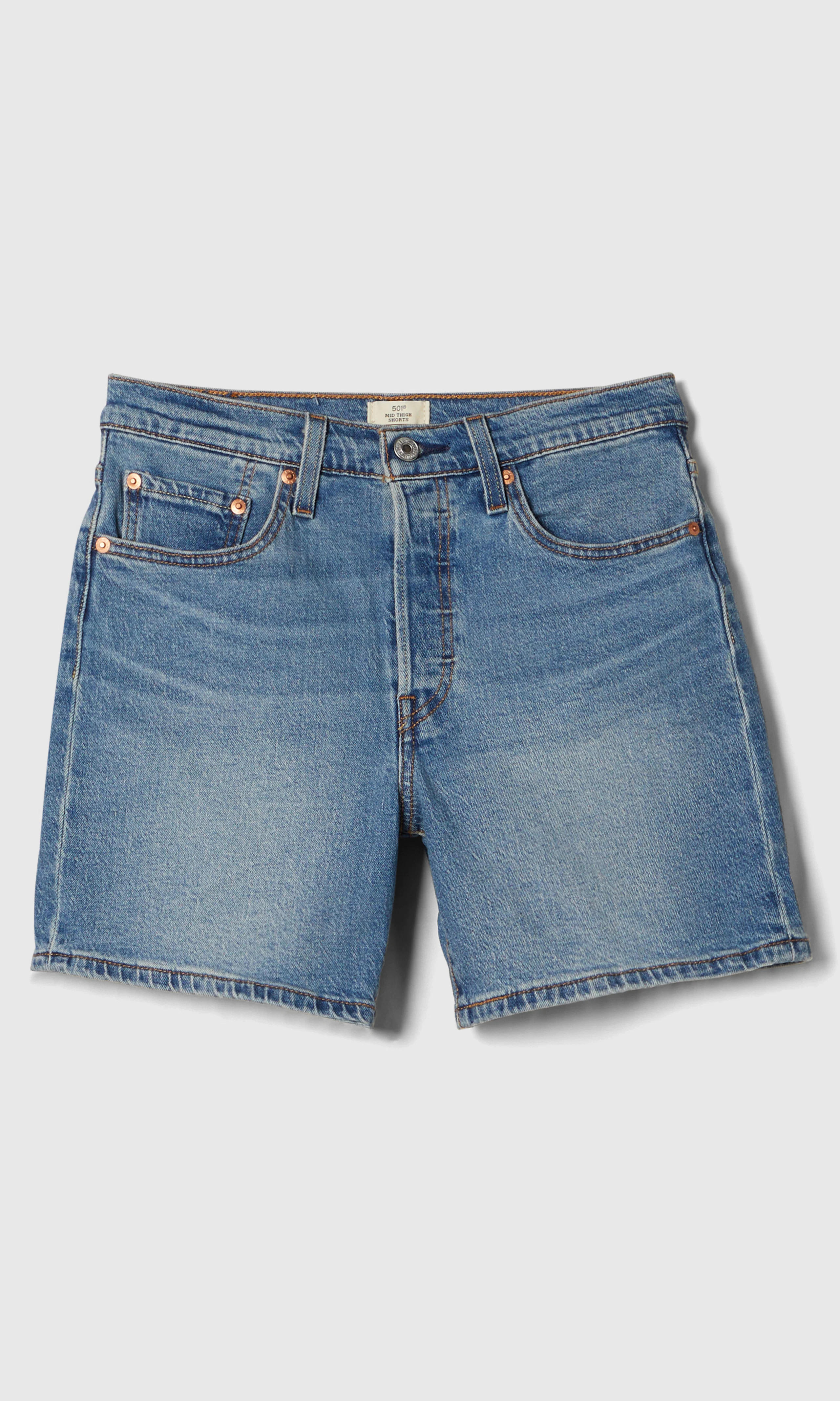 501® Original Fit Mid-Thigh Lightweight Farkkushortsit. Front. Flat.