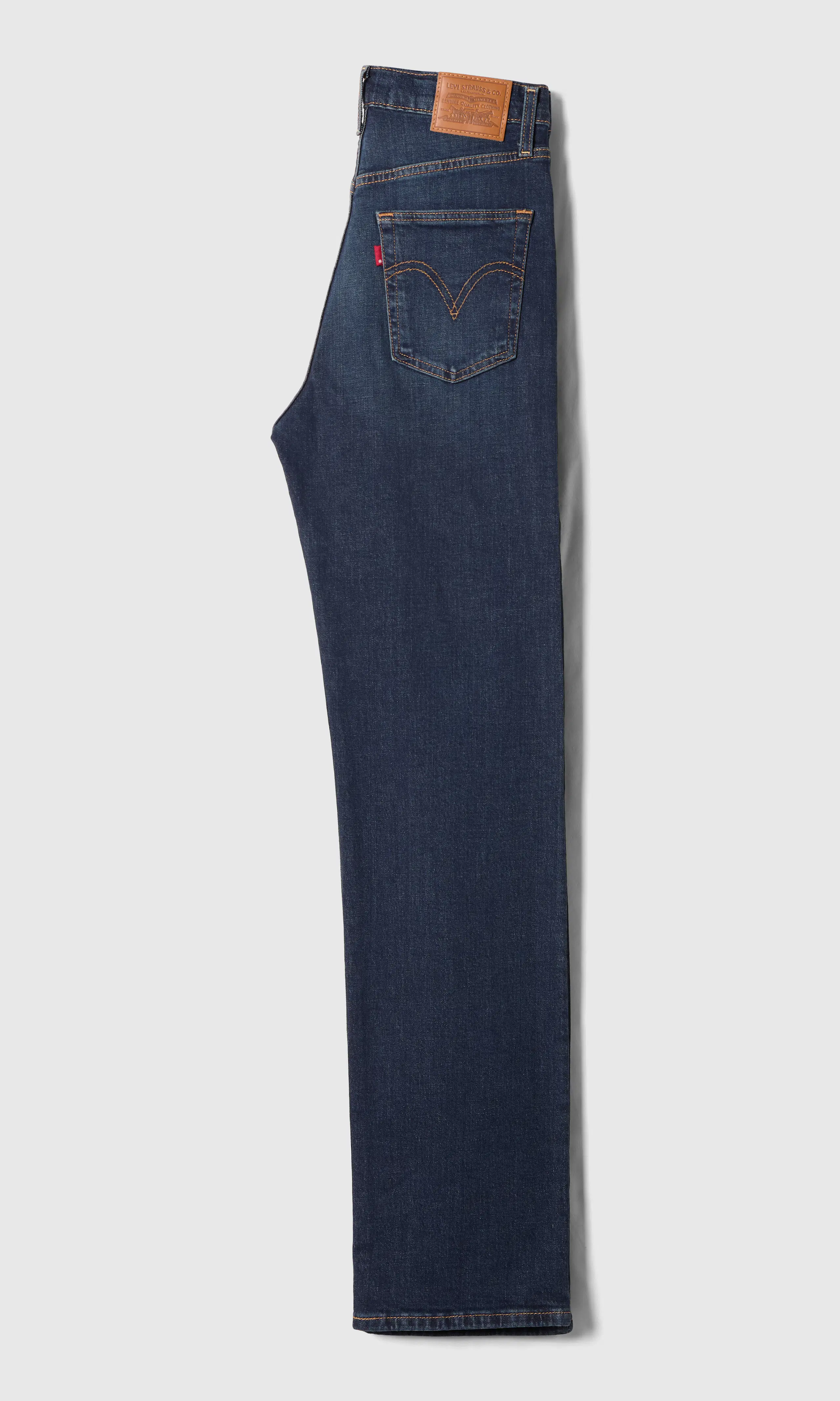 Ribcage Full Length Mörkblå Jeans. Back. Flat.