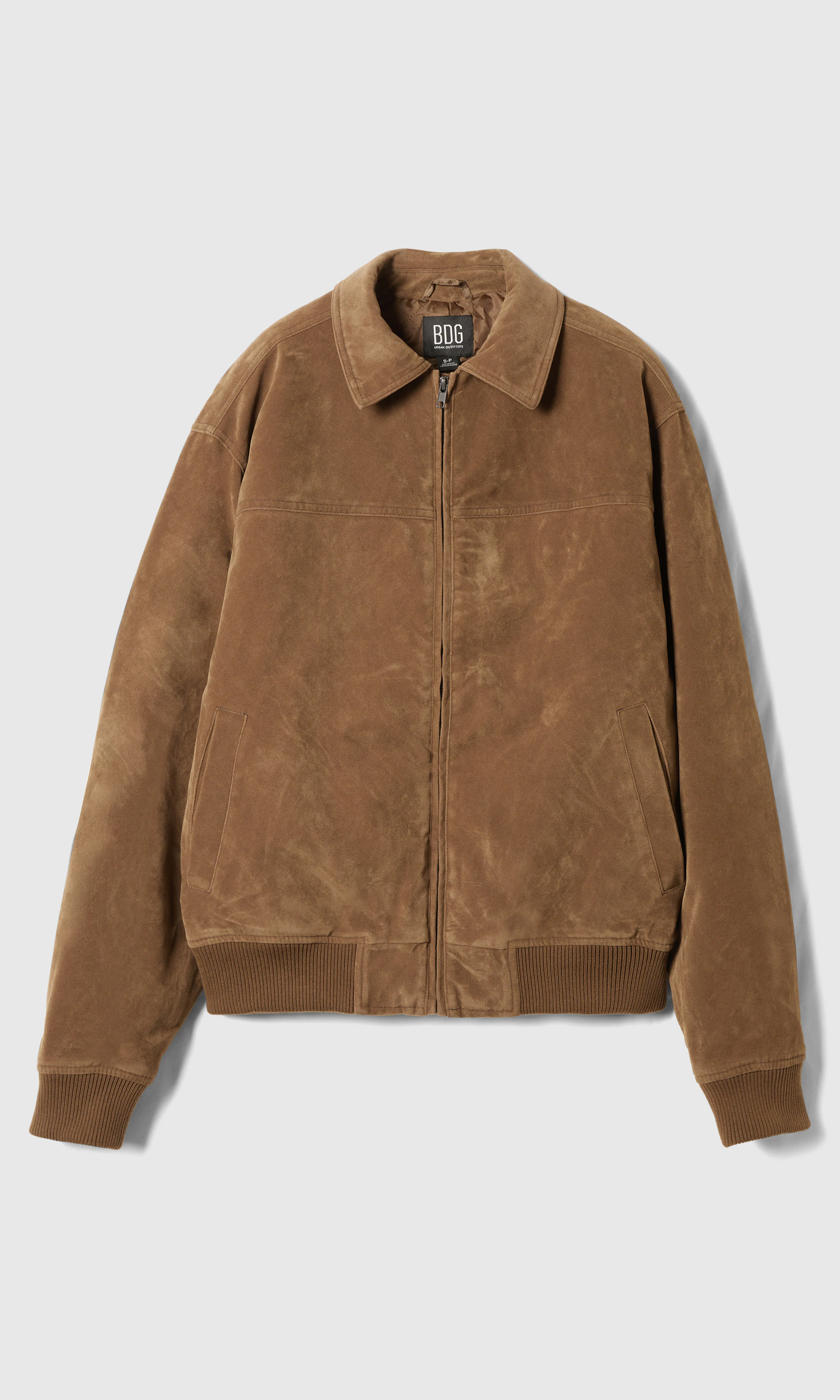 Eric Faux Suede Brun Skinnjakke. Front. Flat.