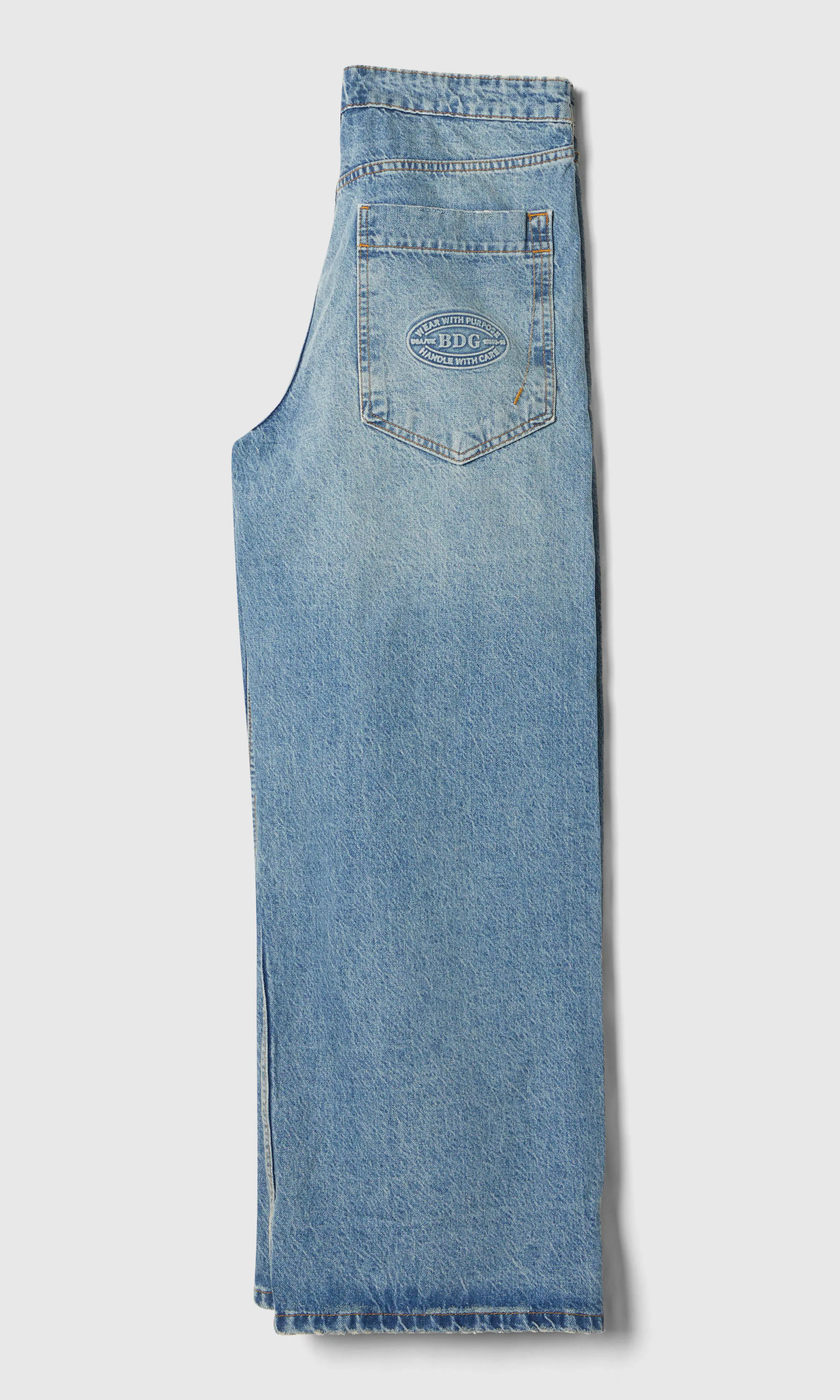 Jaya Cross Over Waist Lys Blå Jeans. Back. Flat.